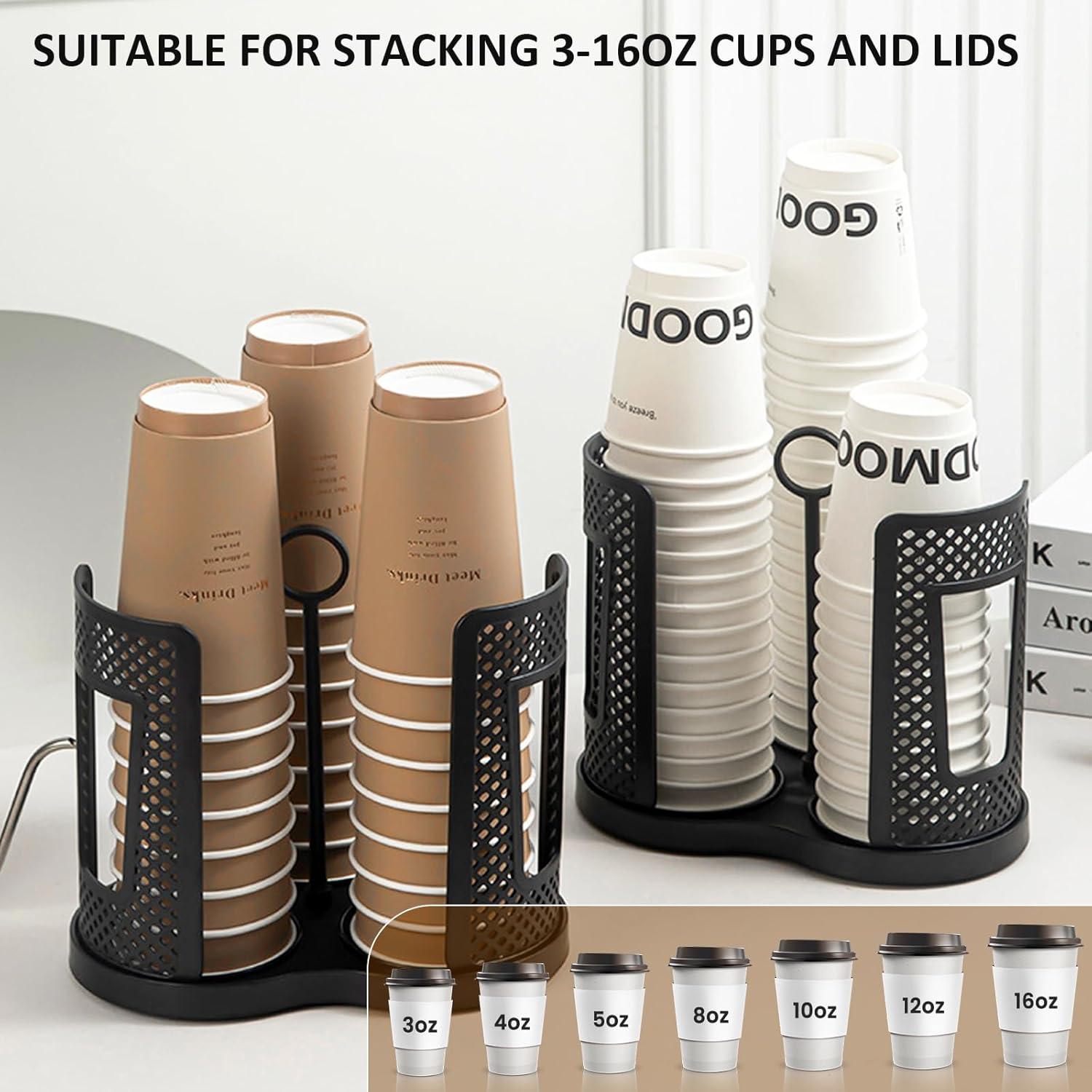 Dispensador de Tazas Basysnck con 4 Compartimentos y Rotación 360°