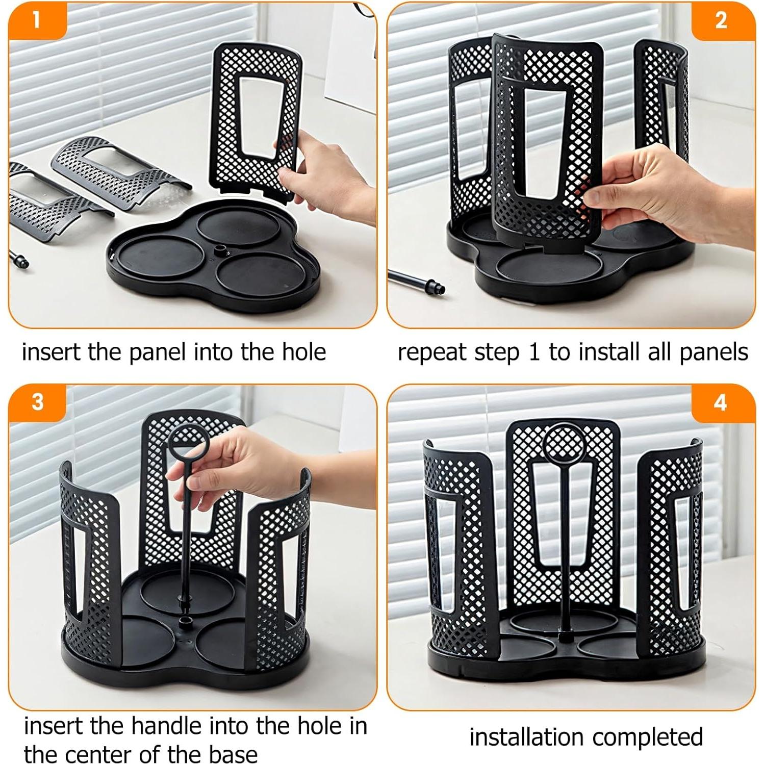 Dispensador de Tazas Basysnck con 4 Compartimentos y Rotación 360°
