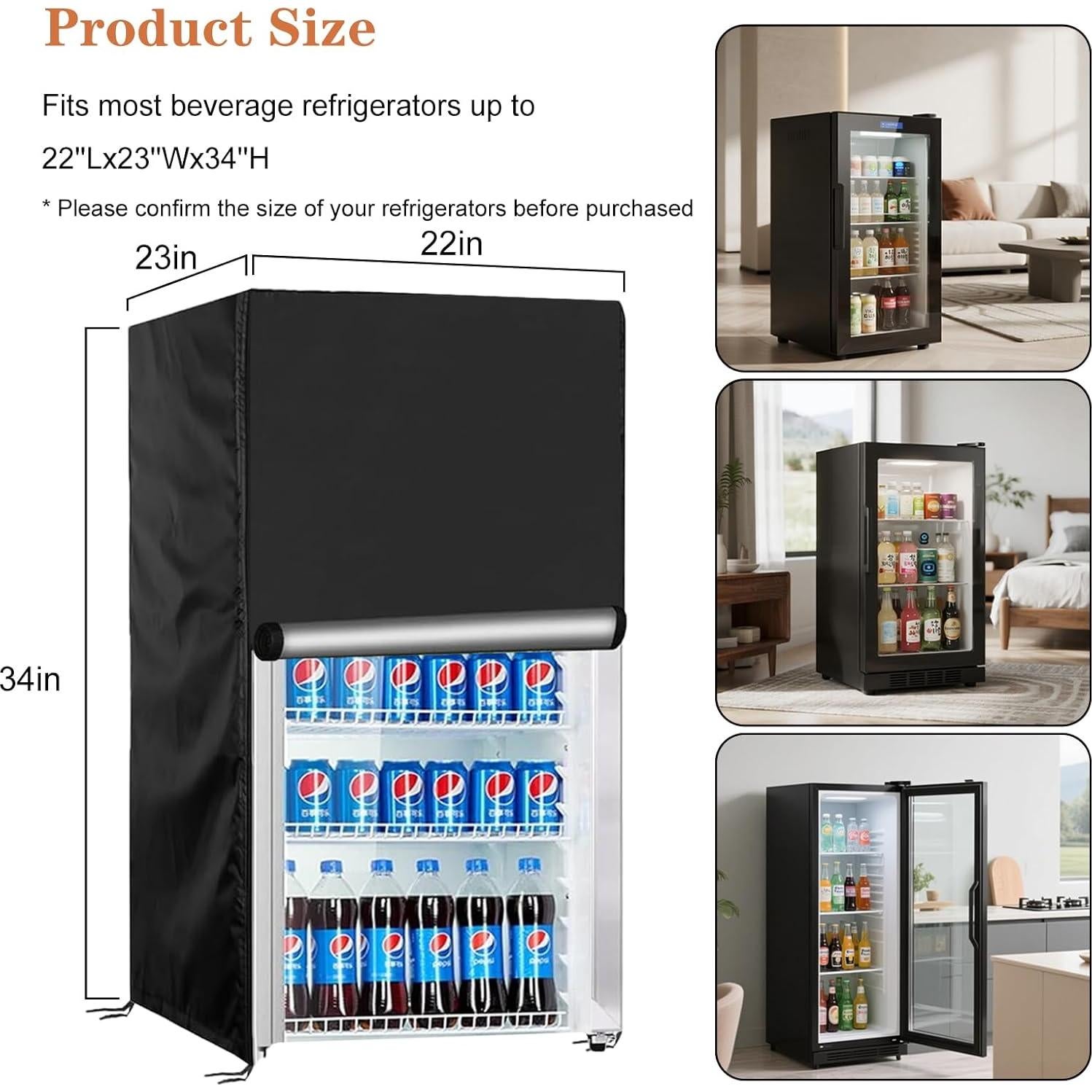 Cubierta Impermeable para Mini Nevera UUFCTY 56x58x86cm Negra