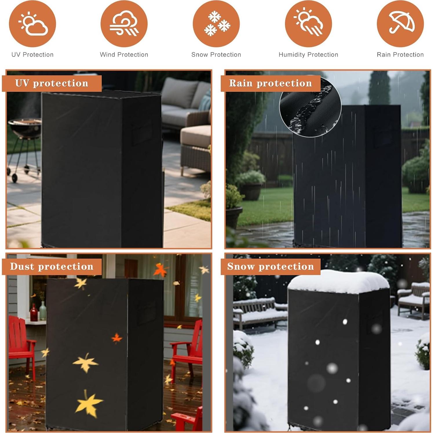 Cubierta Impermeable para Mini Nevera UUFCTY 56x58x86cm Negra