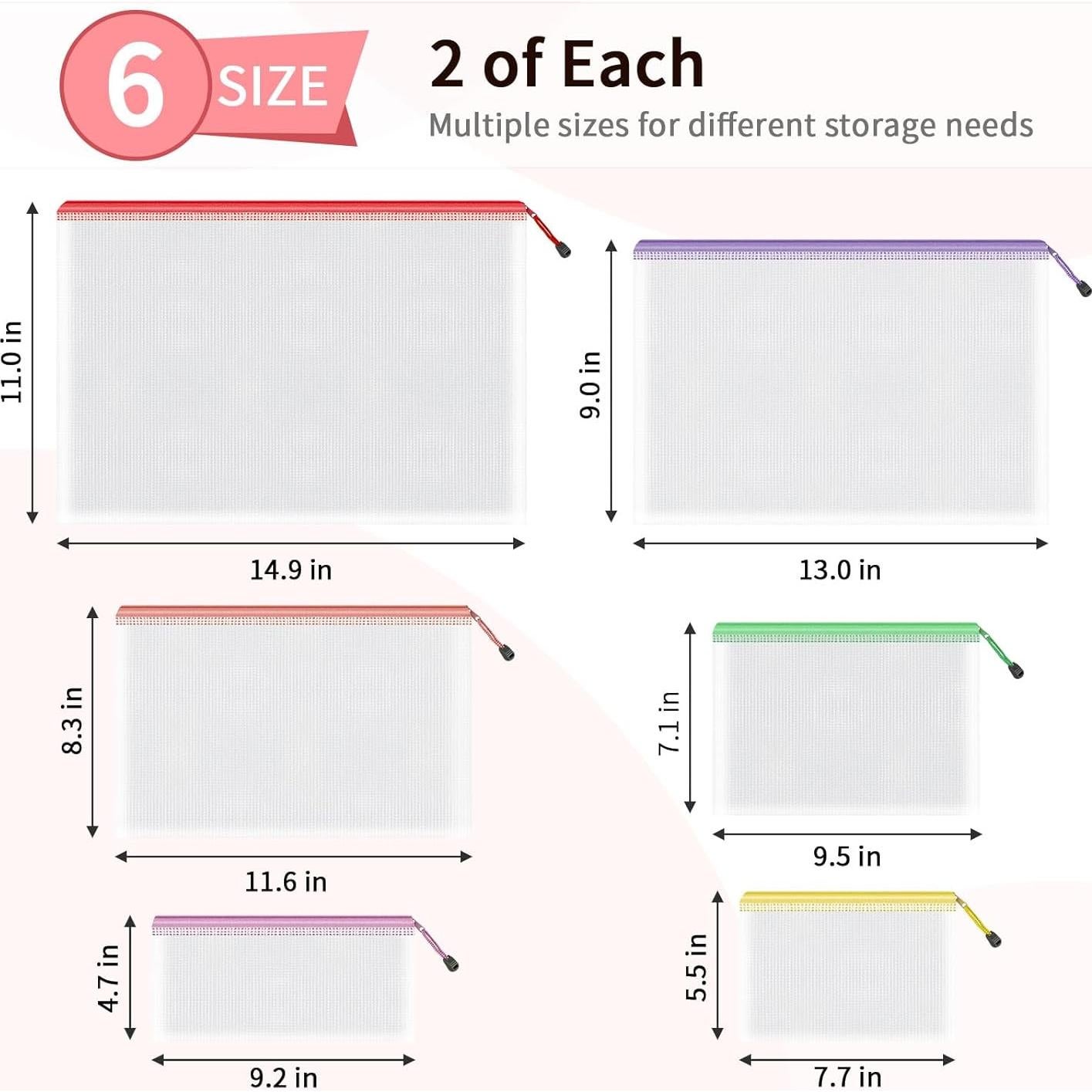 Bolsas con Cierre Umriox 12PCS Multicolor 6 Tamaños Variados