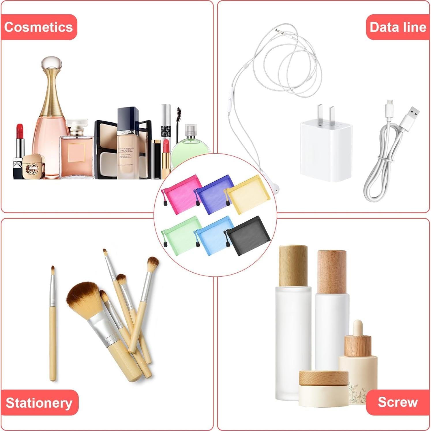 Bolsas de Cosméticos de Malla Nylon QIxiang 12.7x10.2 cm