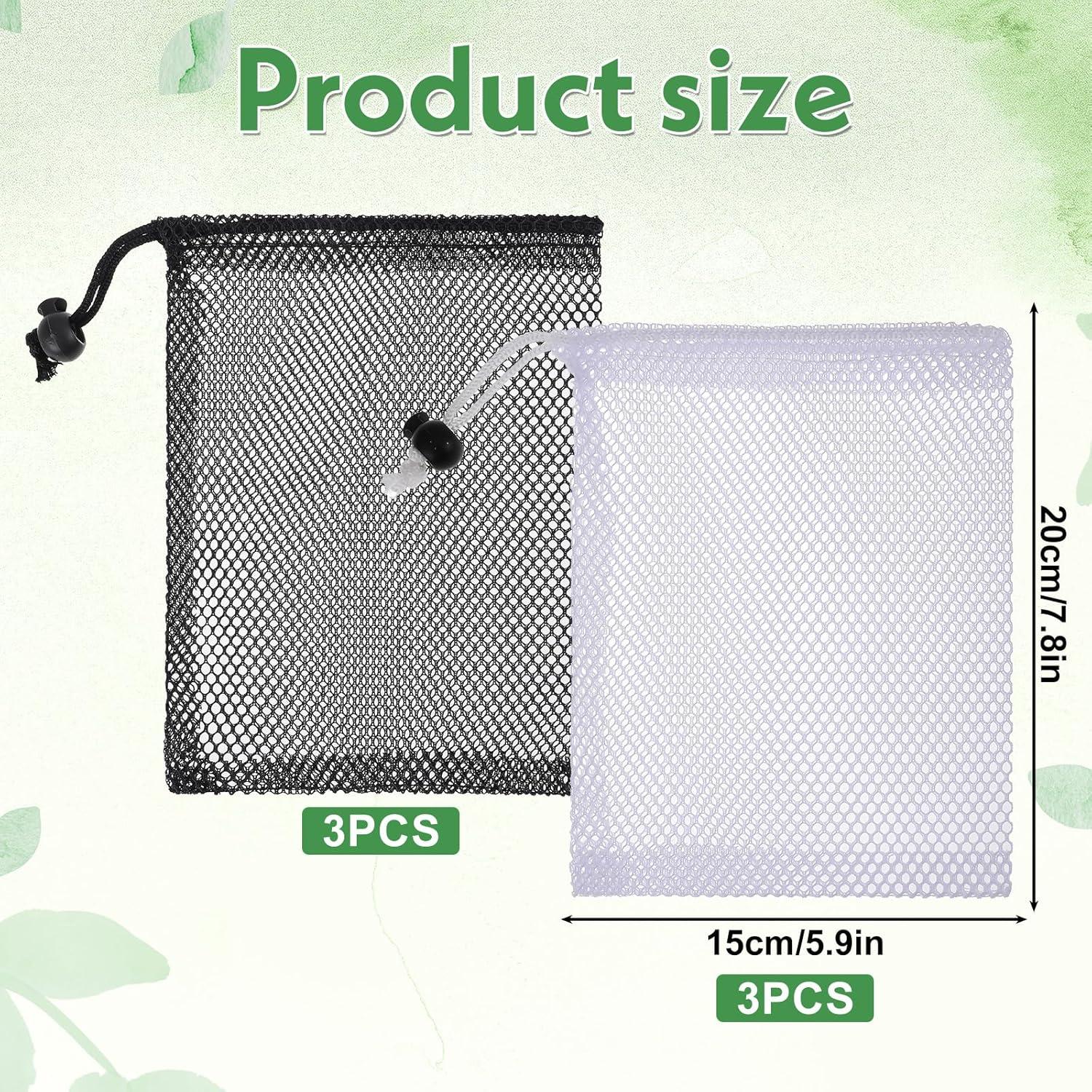 6 Bolsas de Malla con Cierre de Cordón LXUEJIE 20x15 cm