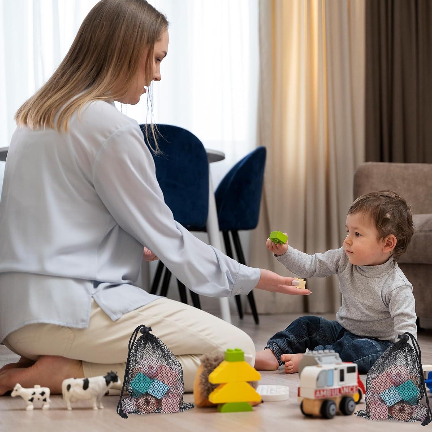 6 Bolsas de Malla con Cierre de Cordón LXUEJIE 20x15 cm