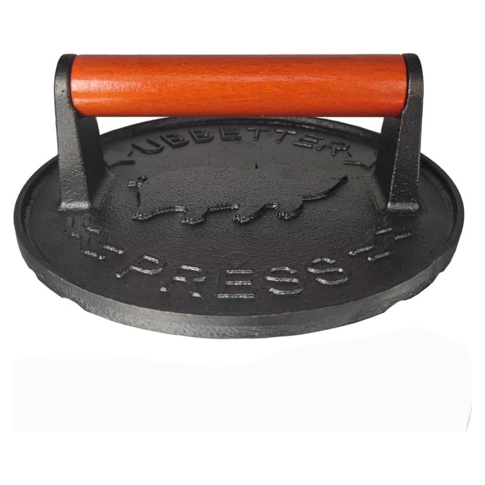 Prensa de tocino UBBETTER 17.78 cm hierro fundido con mango de madera