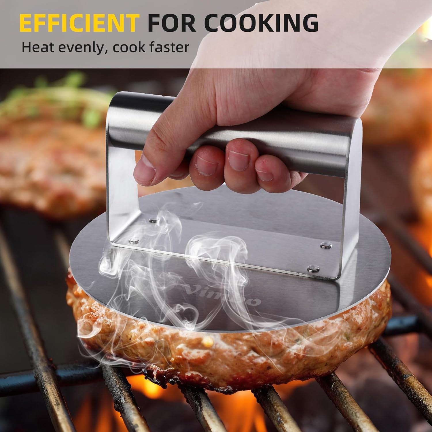 Prensa de Hamburguesas Vimbo Redonda Acero Inoxidable 15.7 cm