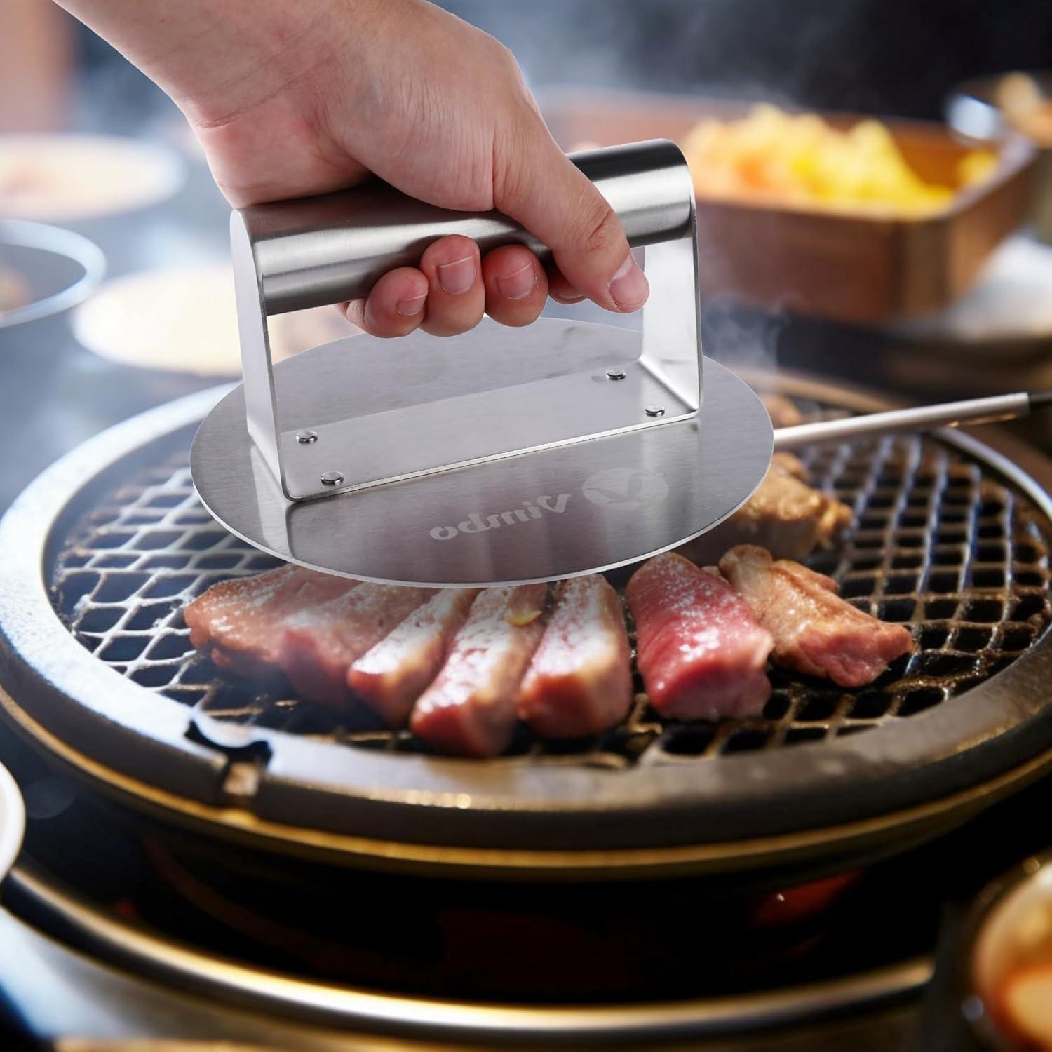 Prensa de Hamburguesas Vimbo Redonda Acero Inoxidable 15.7 cm