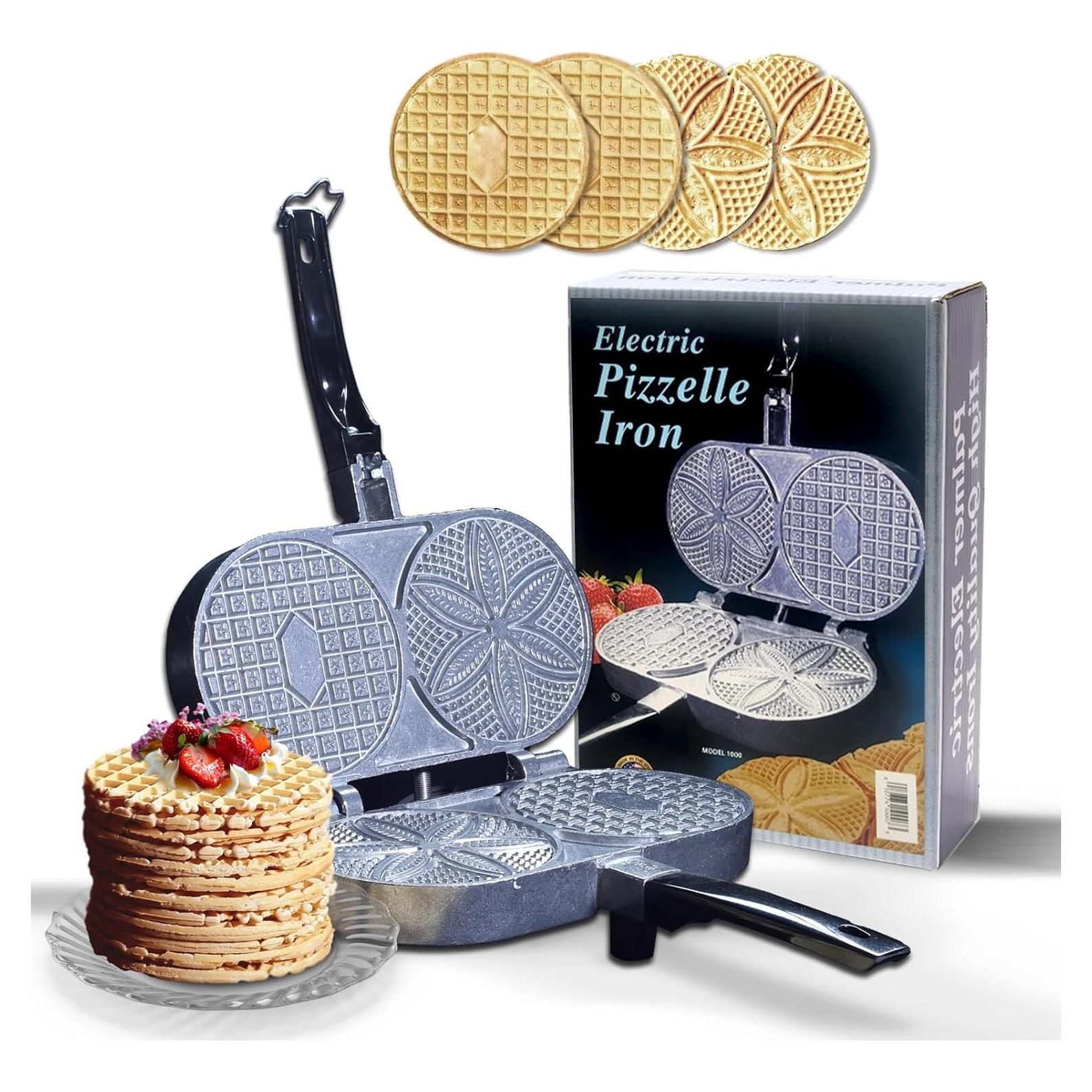 Plancha para Pizzelle C. Palmer 1000, 2400W, 2 Pizzelles 12.7cm