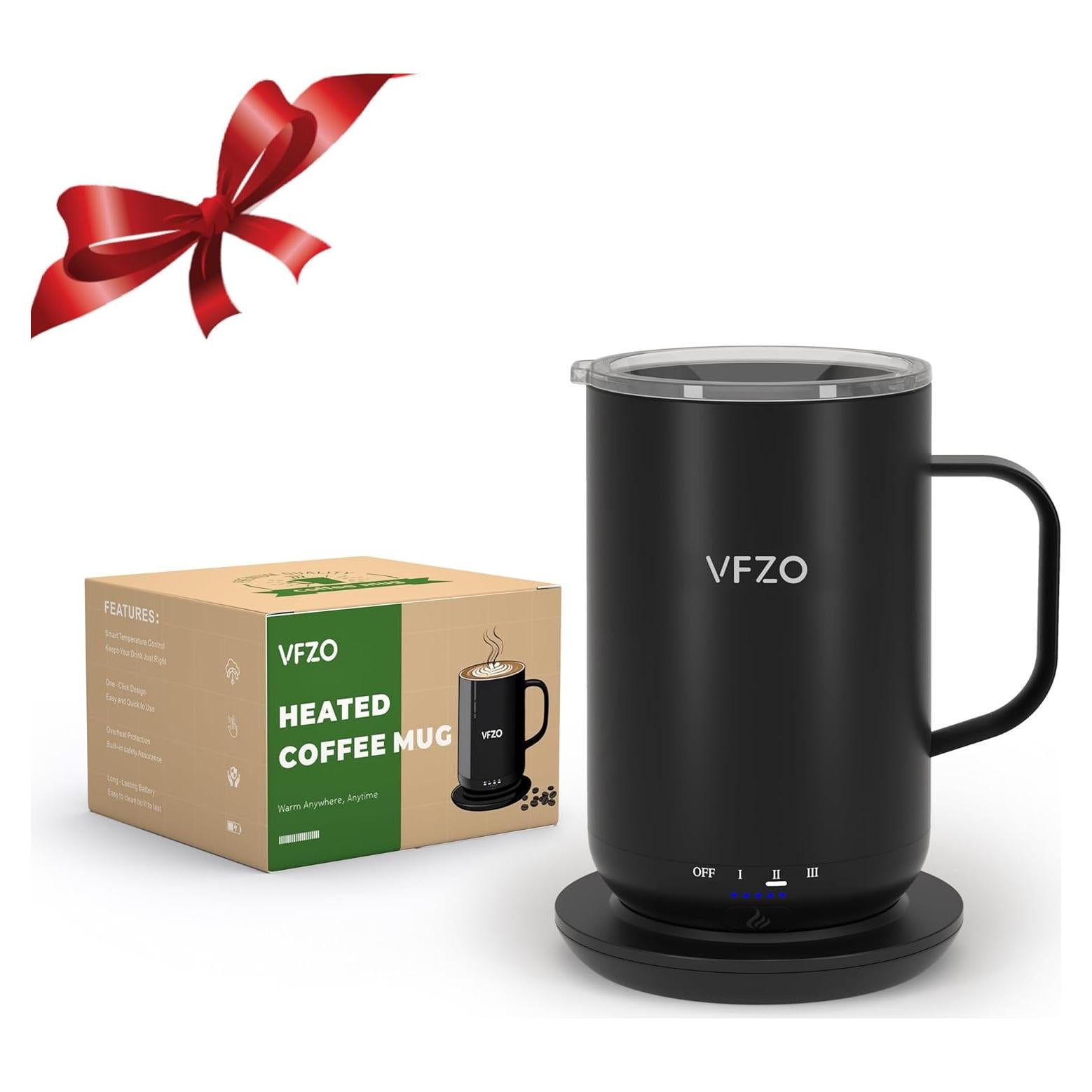 Taza autocalentable VFZO 532 ml, control de temperatura, negro