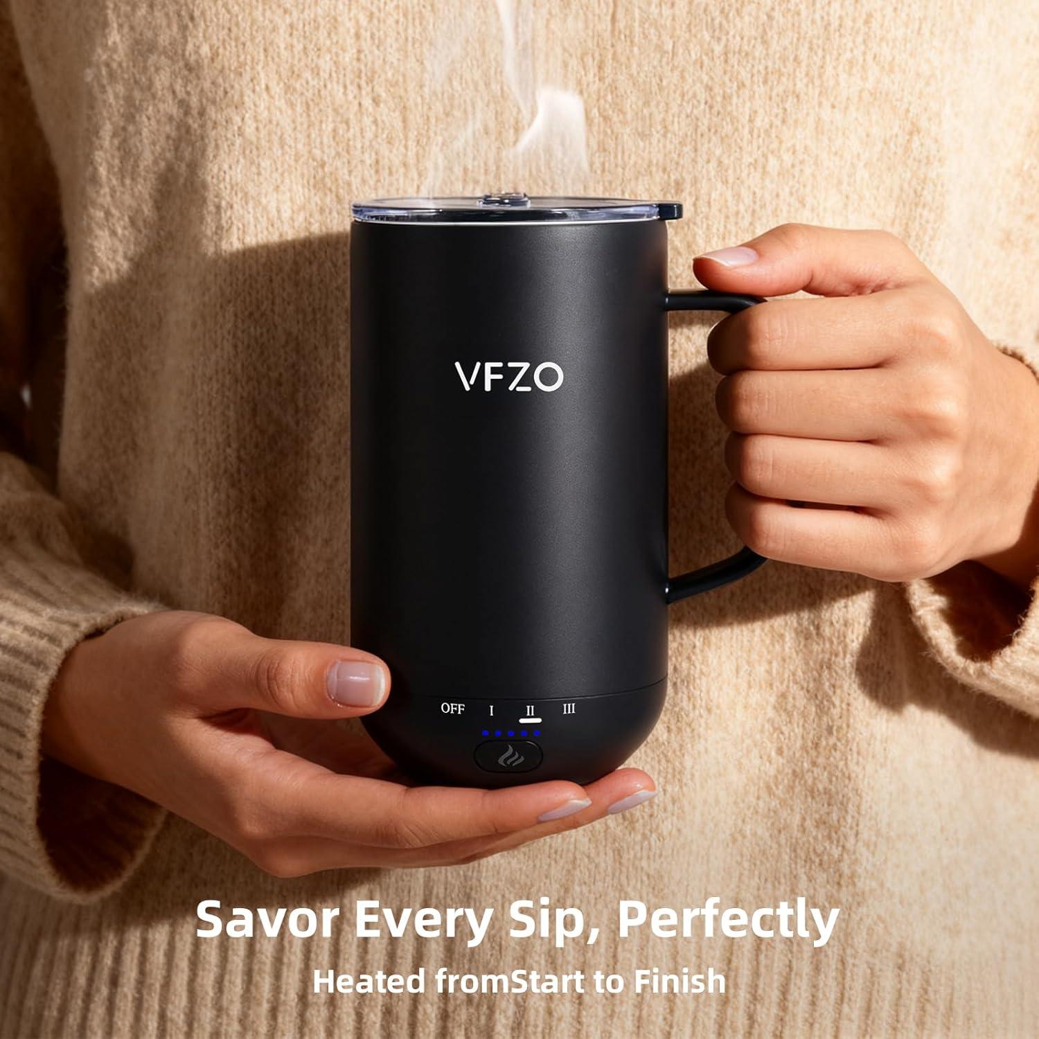 Taza autocalentable VFZO 532 ml, control de temperatura, negro