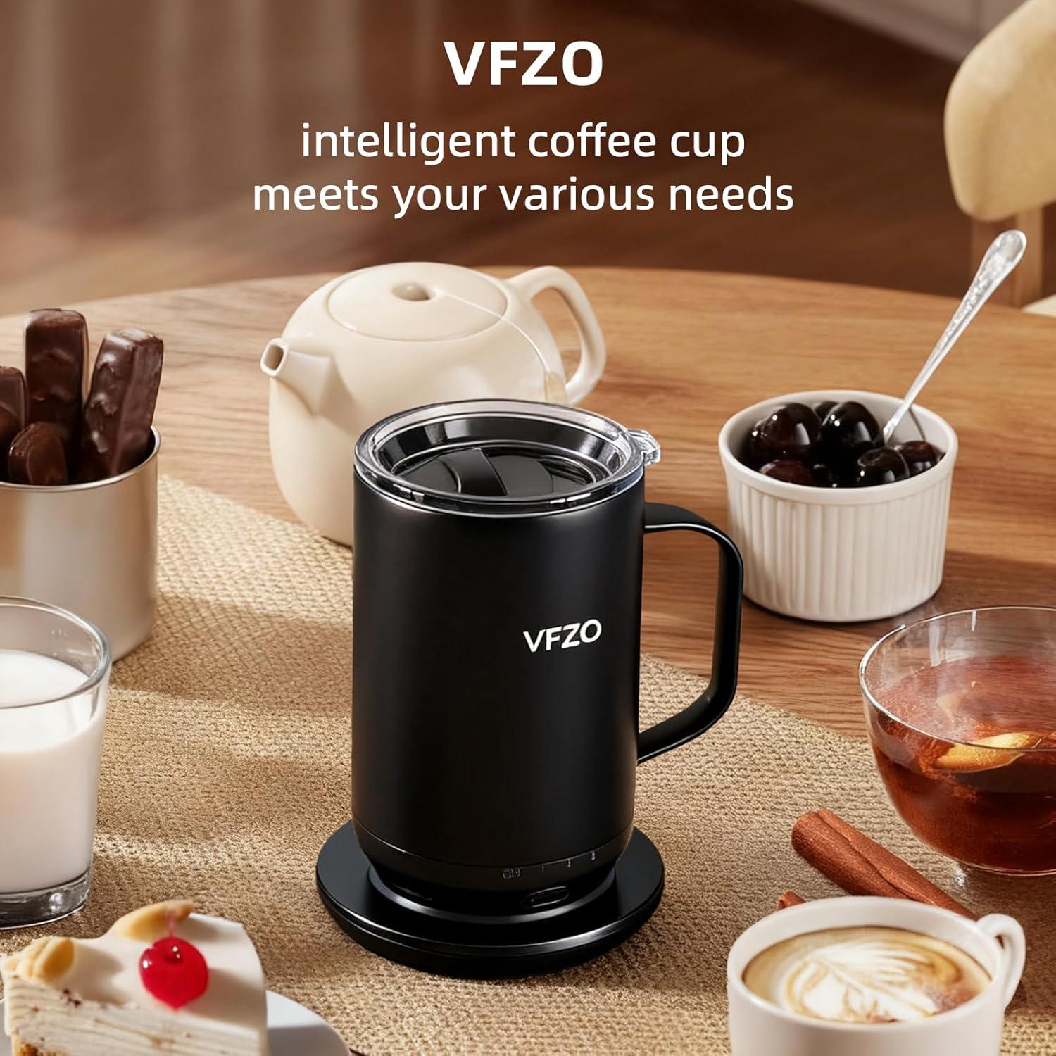 Taza autocalentable VFZO 532 ml, control de temperatura, negro