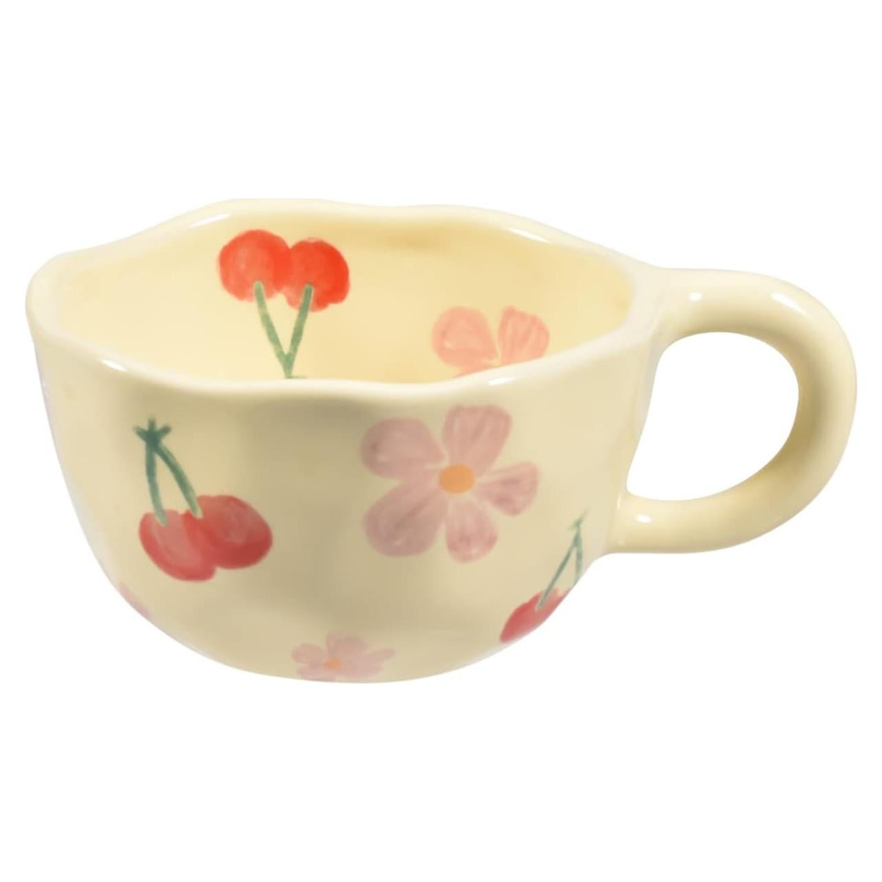 Taza de Cerámica Koythin Rosa Floral 250 ml Apta Microondas