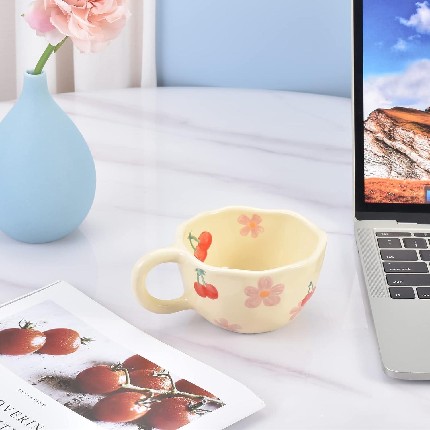 Taza de Cerámica Koythin Rosa Floral 250 ml Apta Microondas