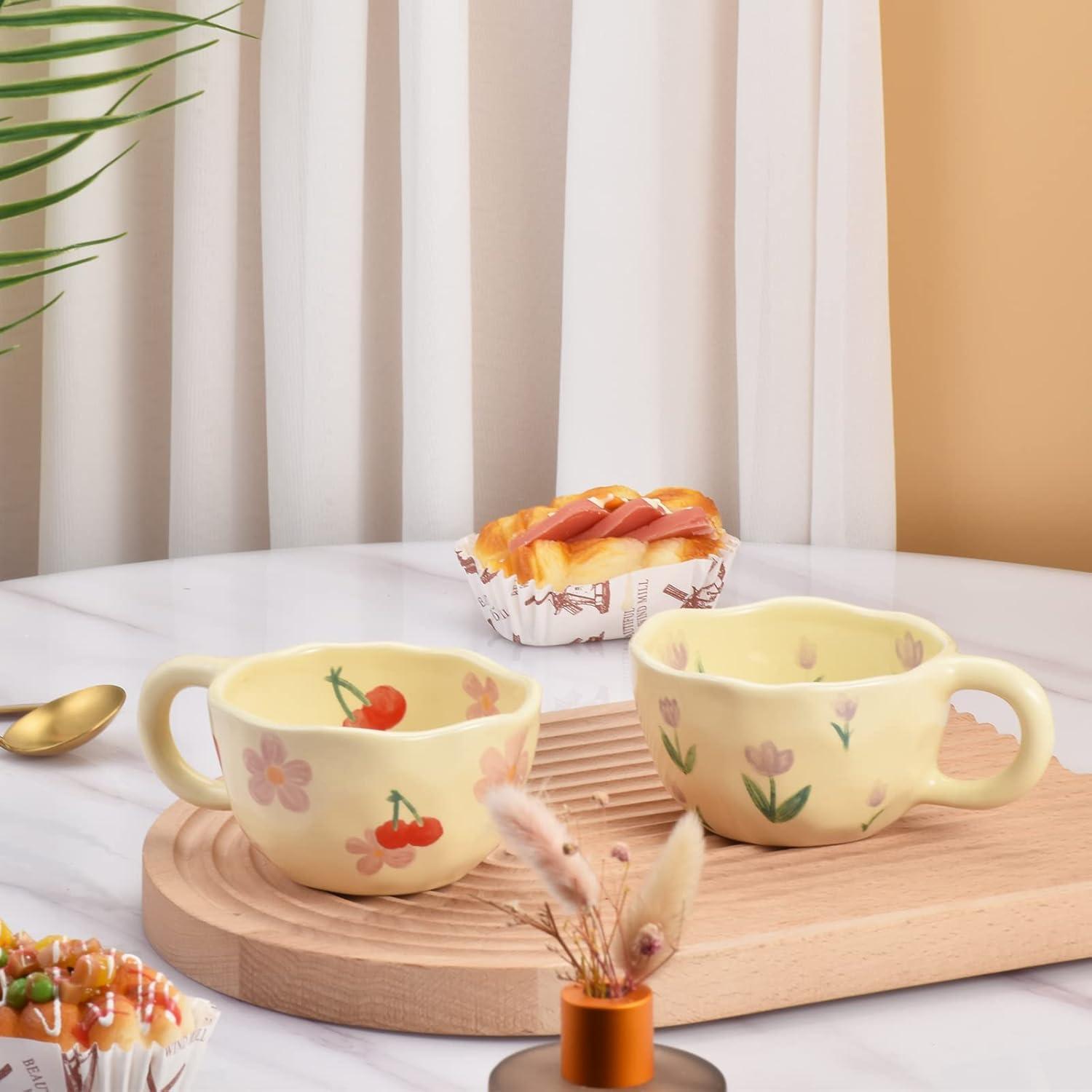 Taza de Cerámica Koythin Rosa Floral 250 ml Apta Microondas