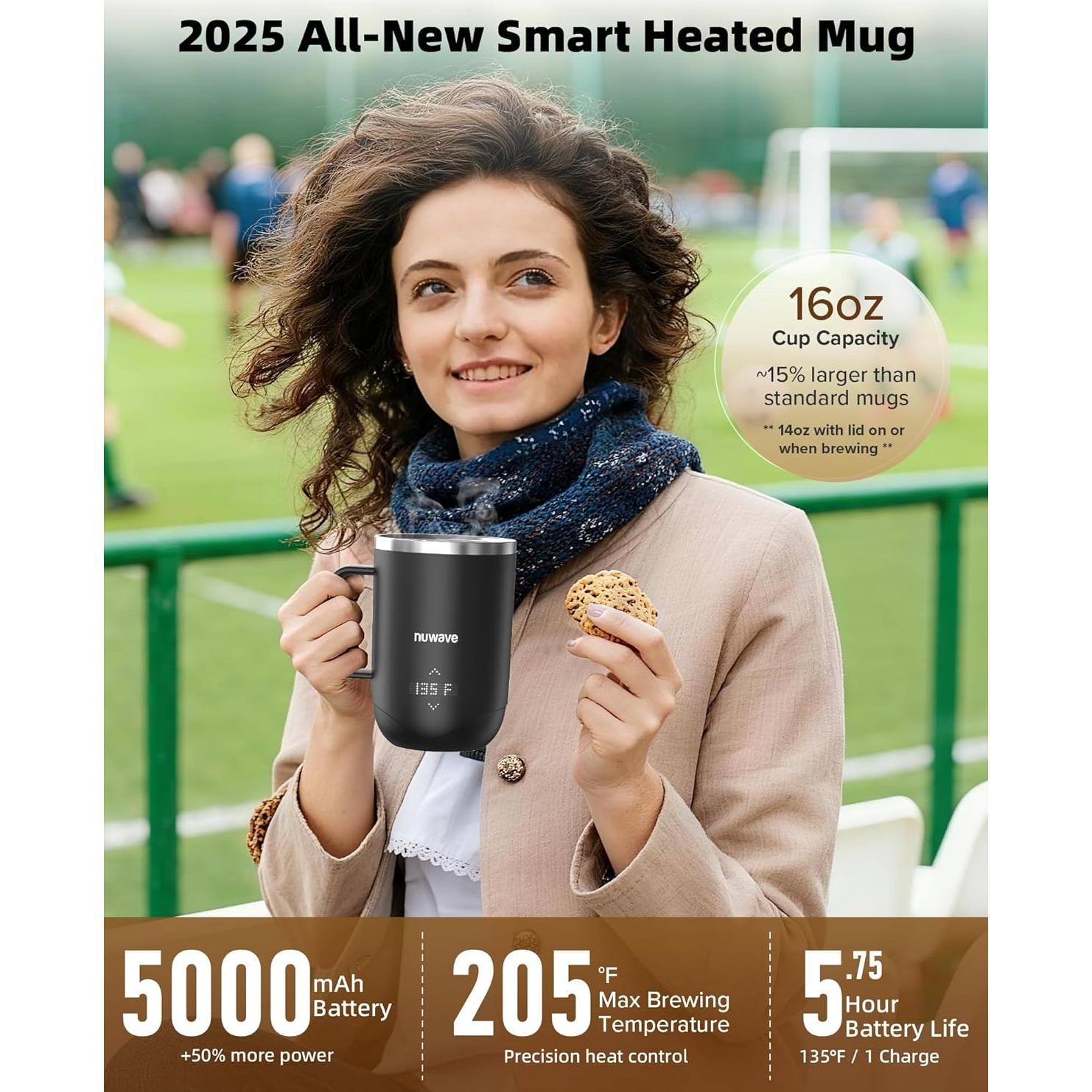 Taza calefaccionada inteligente Nuwave 16oz con control de temperatura