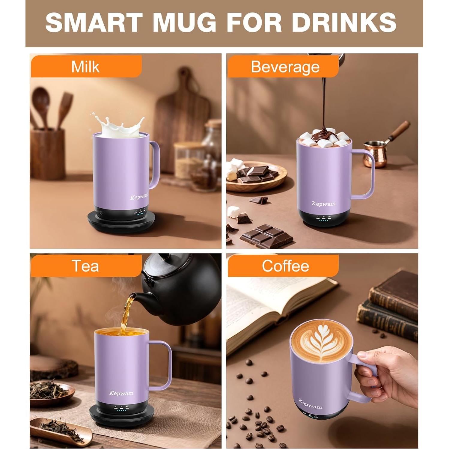 Taza de Café Autocalentable Kepwam T1 16oz Control Aplicación