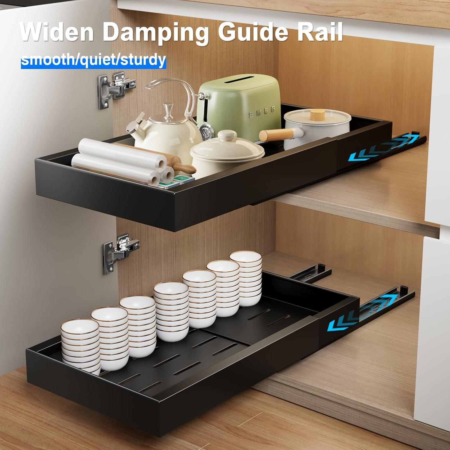 Organizador de Gabinete Extraíble Mustorn 2 Piezas Negro 55.1 cm