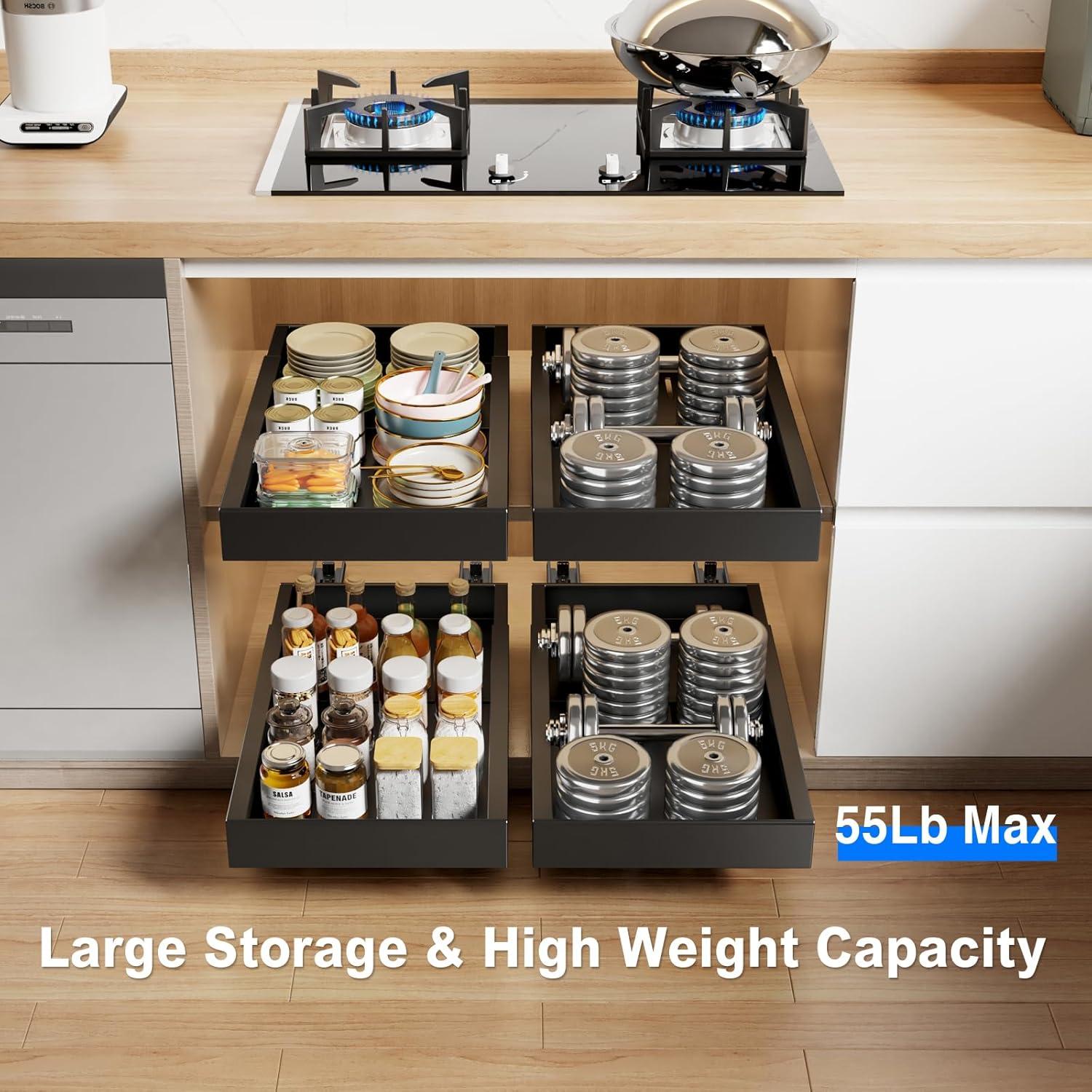 Organizador de Gabinete Extraíble Mustorn 2 Piezas Negro 55.1 cm