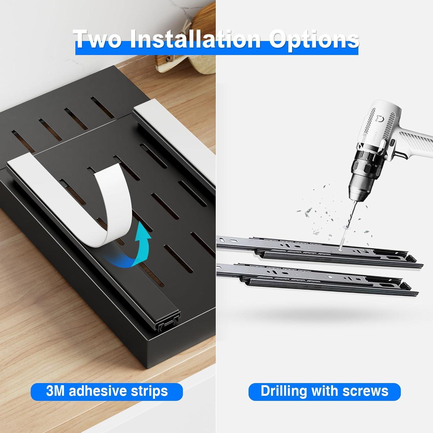 Organizador de Gabinete Extraíble Mustorn 2 Piezas Negro 55.1 cm