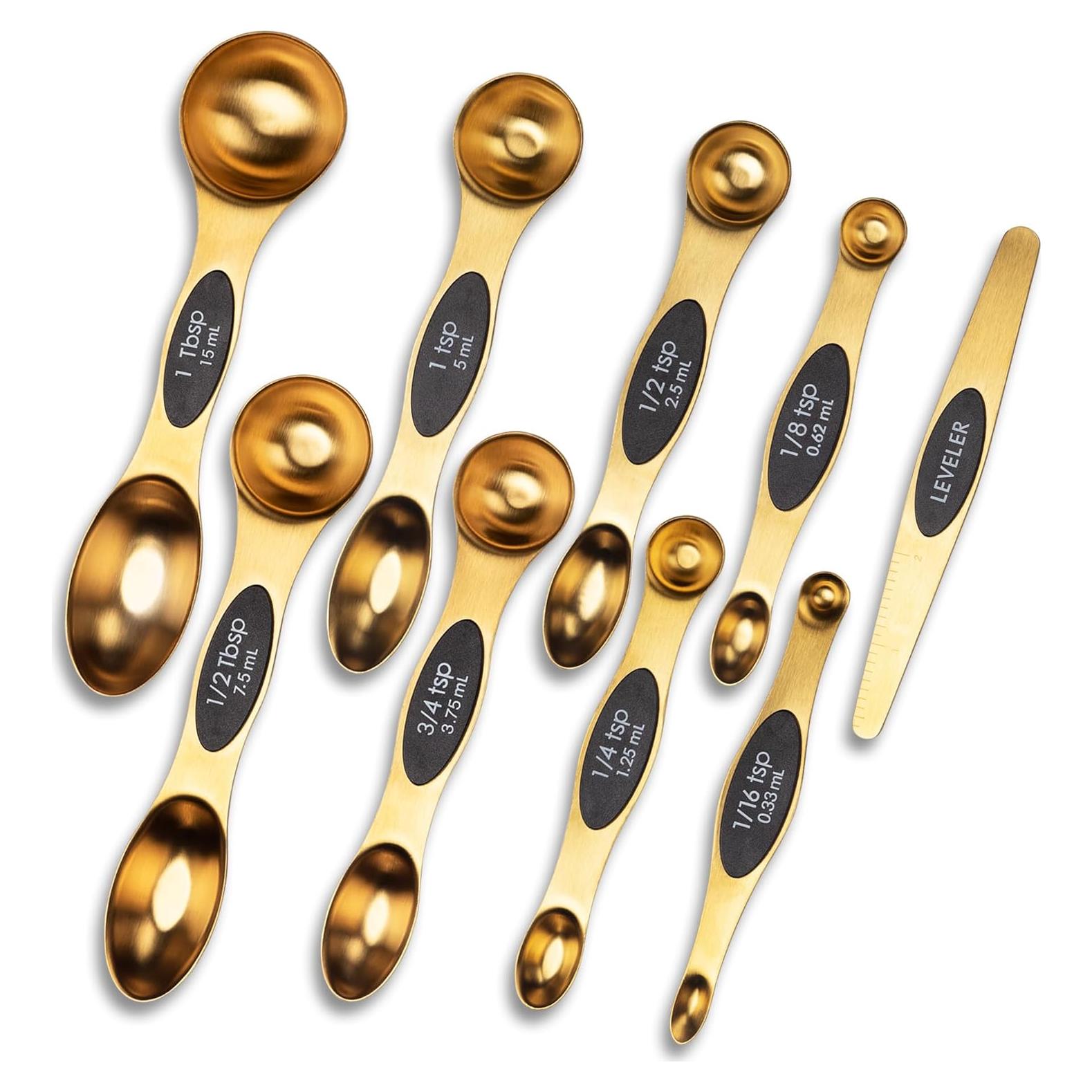 Juego de 9 Cucharas Medidoras Magnéticas de Acero Inoxidable