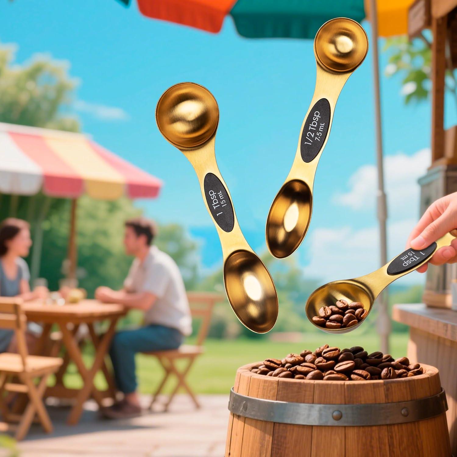 Juego de 9 Cucharas Medidoras Magnéticas de Acero Inoxidable