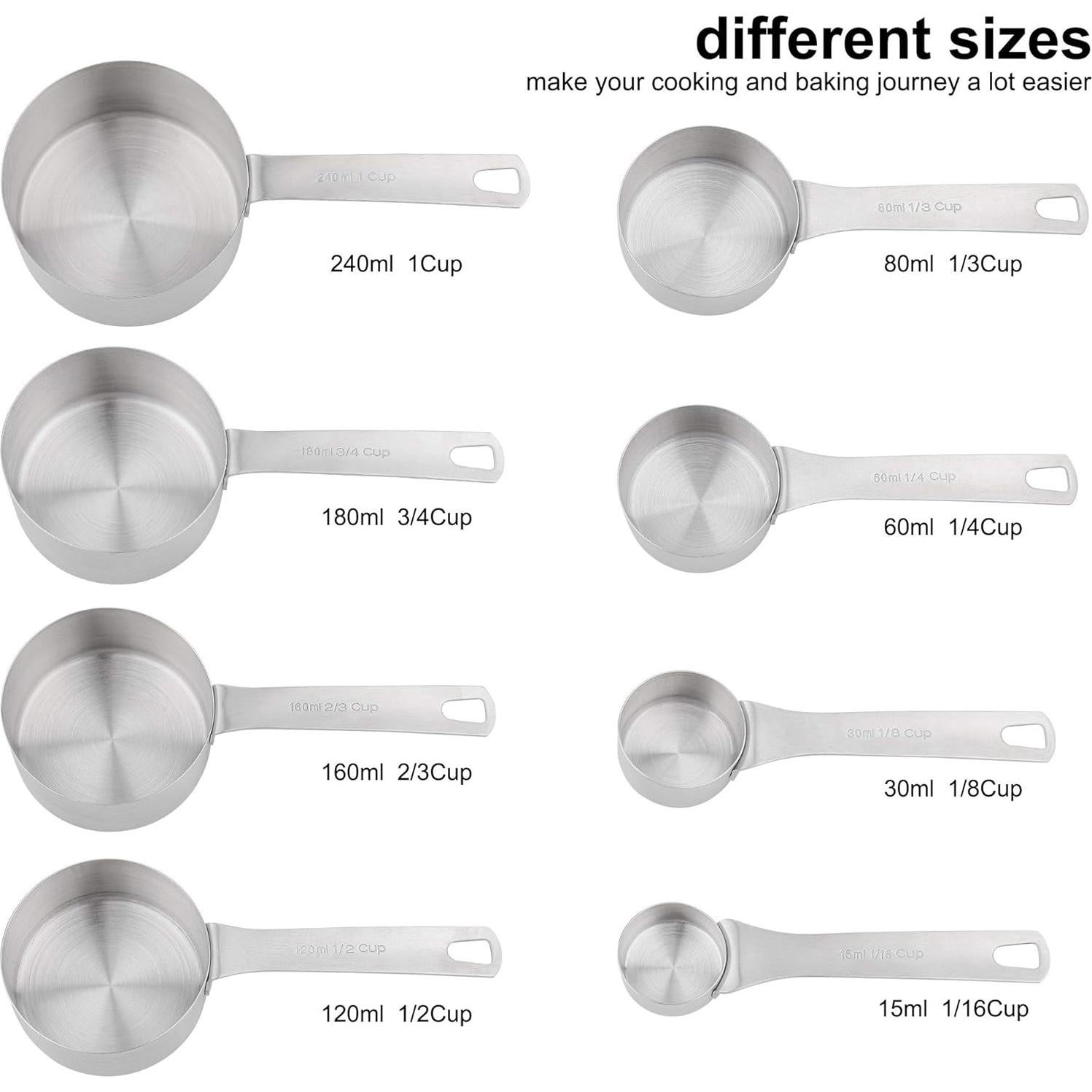 Juego de Tazas Medidoras Hotsyang Acero Inoxidable 8 Piezas