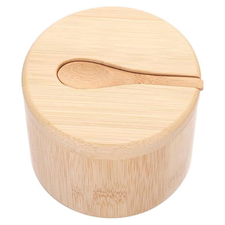 Caja de Almacenamiento de Sal Gofidin 10 Onzas Madera Redonda