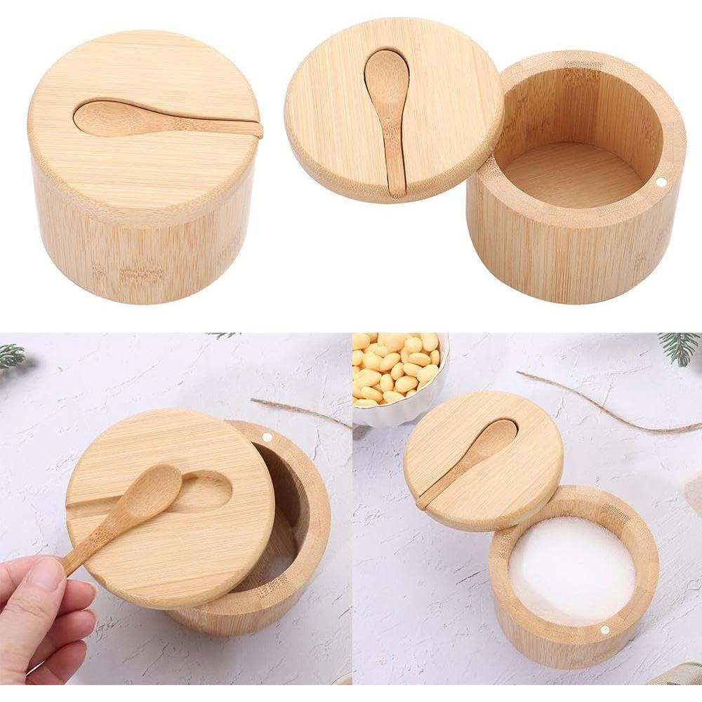 Caja de Almacenamiento de Sal Gofidin 10 Onzas Madera Redonda