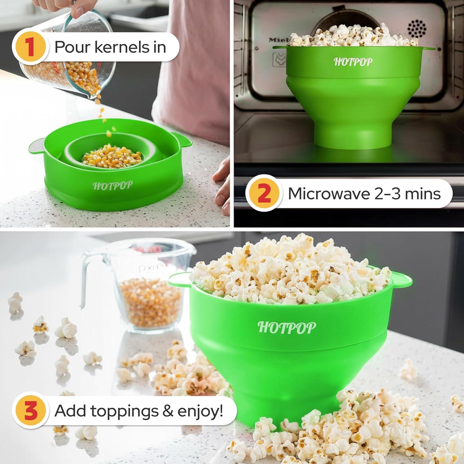 Hacedor de Palomitas de Silicona Hotpop Verde 15 Tazas Colapsable