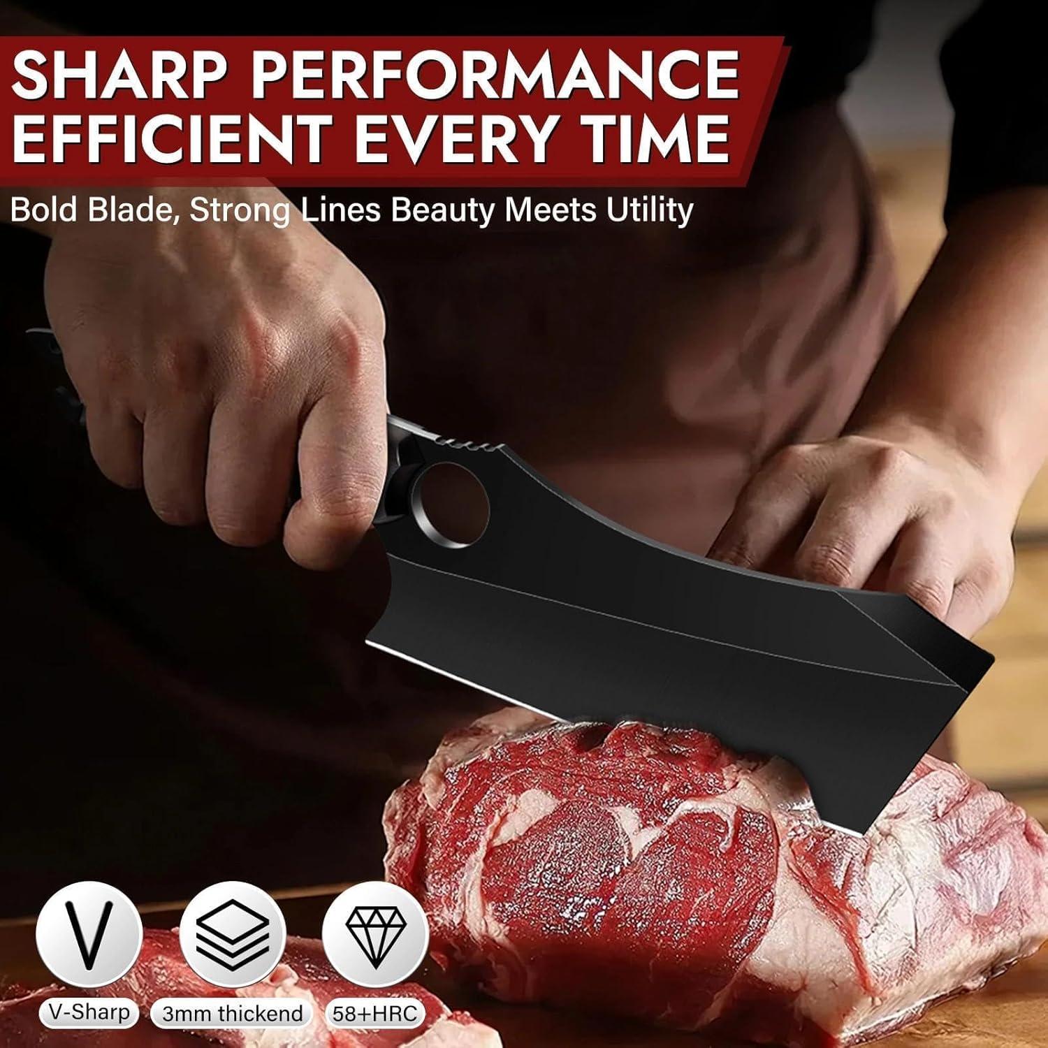 Cuchillo Cleaver Huusk 17 cm Acero Inoxidable con Funda