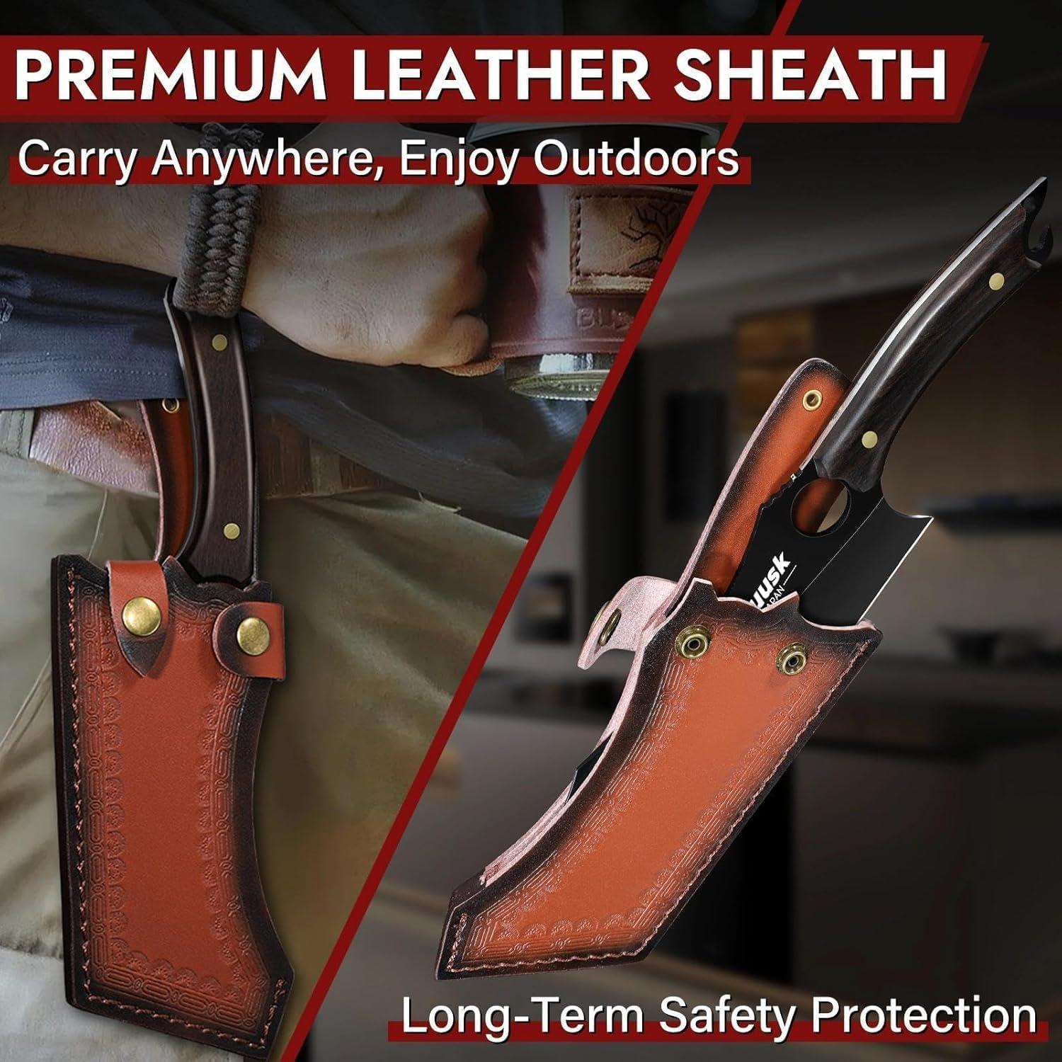 Cuchillo Cleaver Huusk 17 cm Acero Inoxidable con Funda