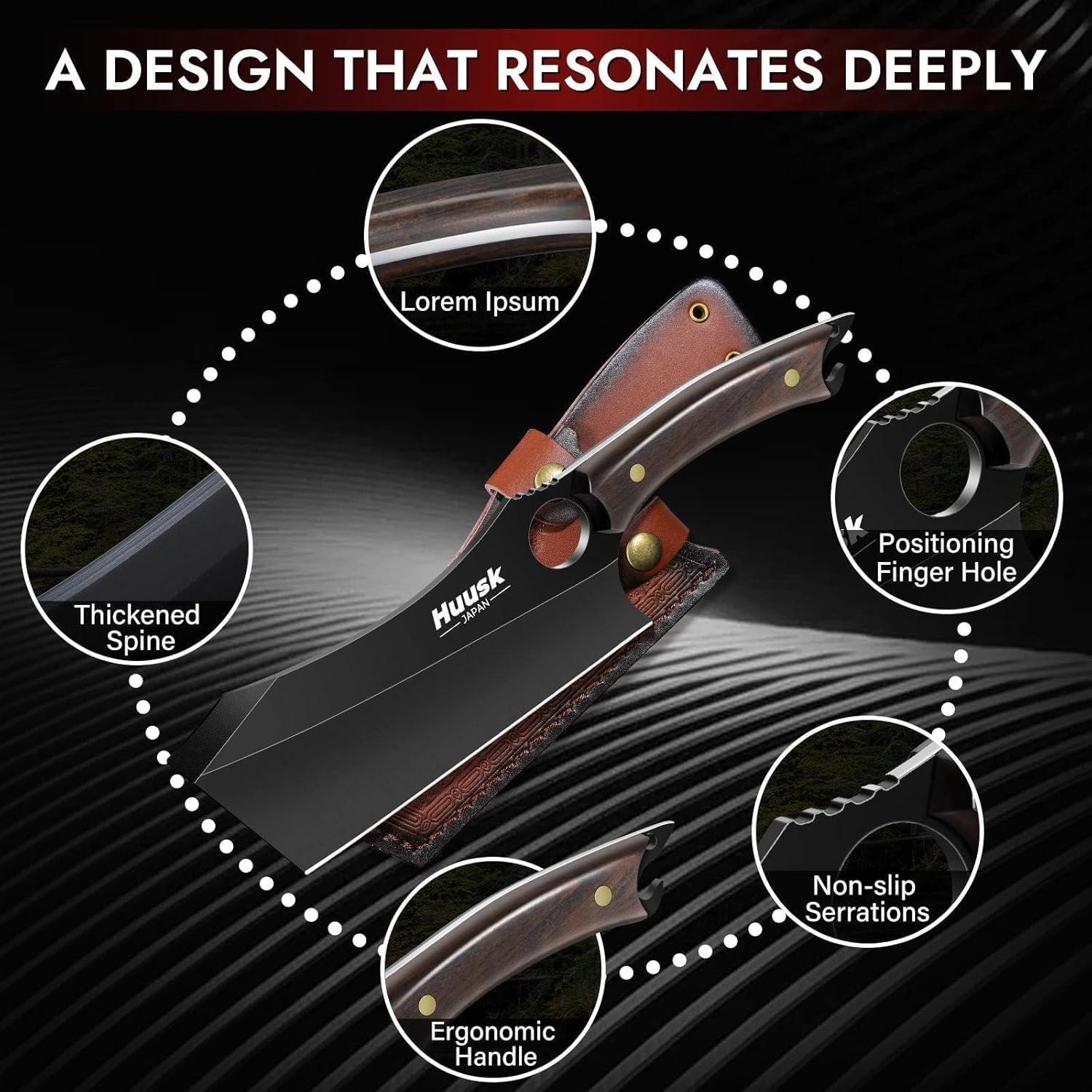 Cuchillo Cleaver Huusk 17 cm Acero Inoxidable con Funda