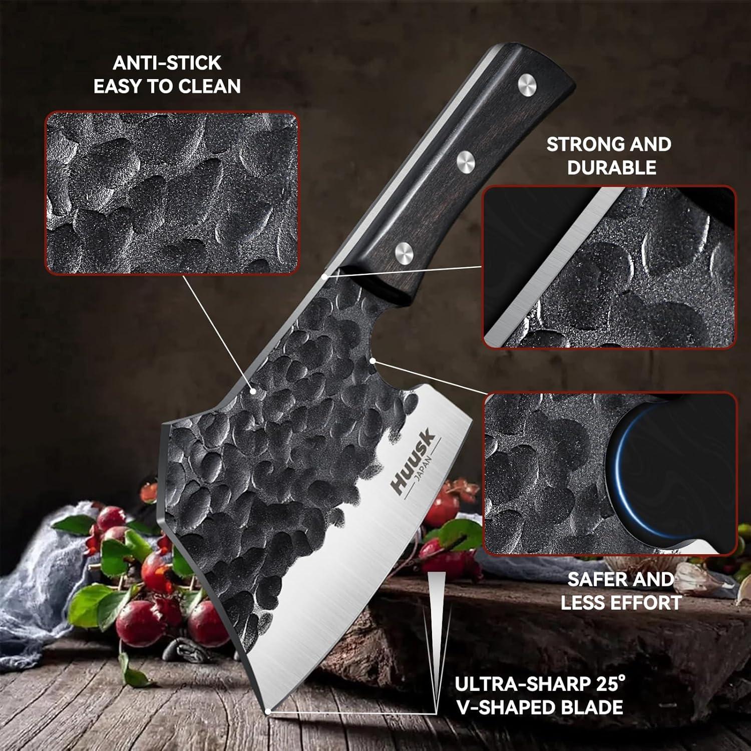Cuchillo de Carnicería Huusk Hacha de Cocina 34cm Acero Carbono