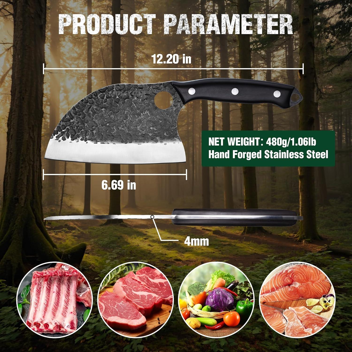 Cuchillo de Chef Mossy Oak 16.5 cm Forjado a Mano con Funda