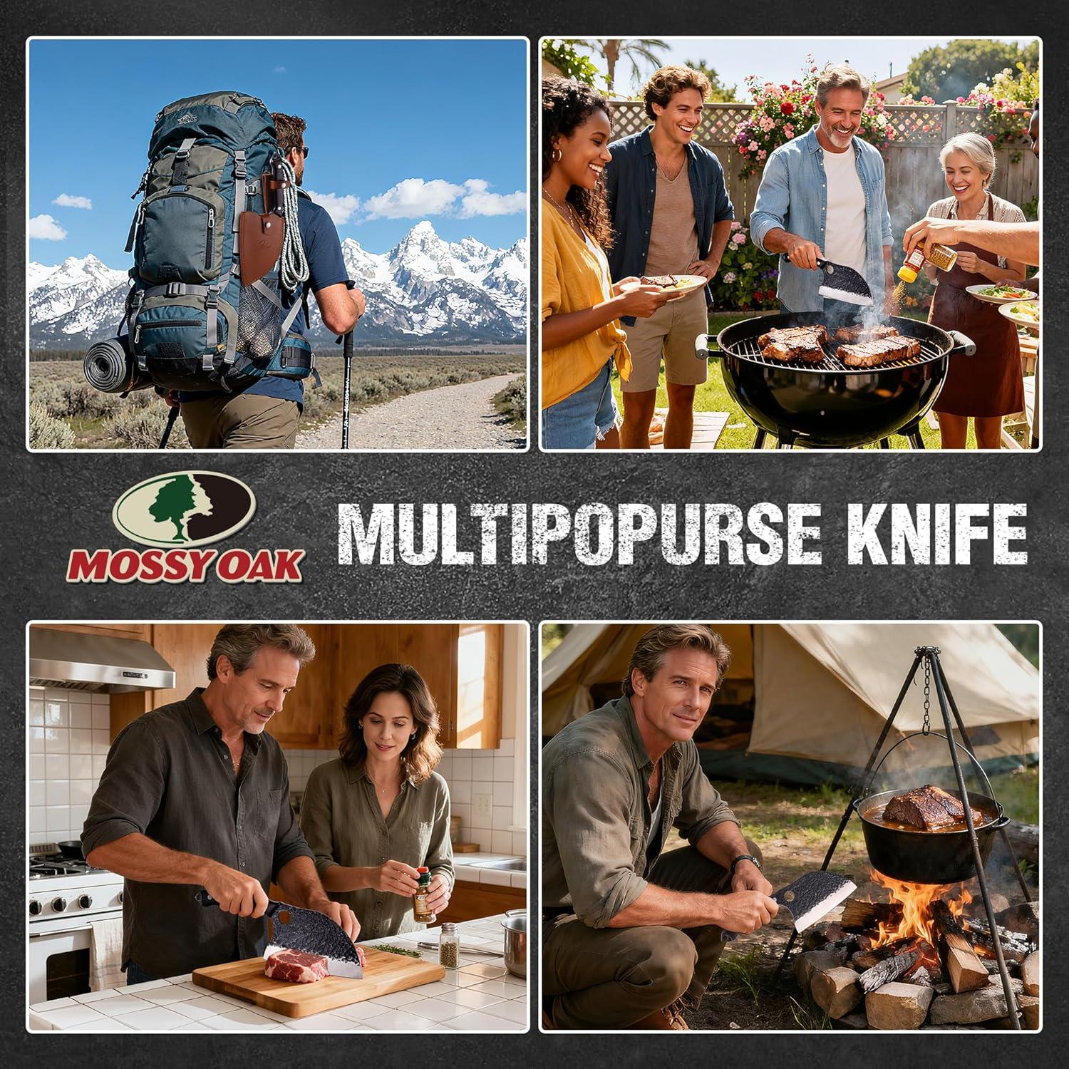 Cuchillo de Chef Mossy Oak 16.5 cm Forjado a Mano con Funda