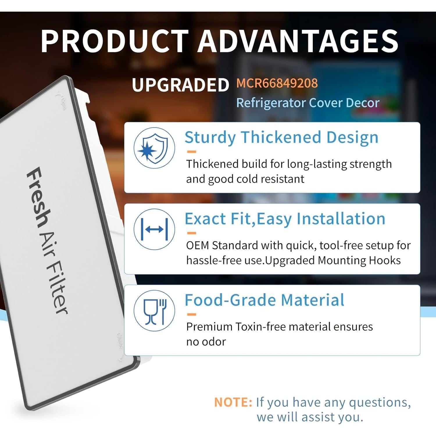 Cubierta de Filtro de Aire LEOPO MCR66849219 para Refrigerador LG