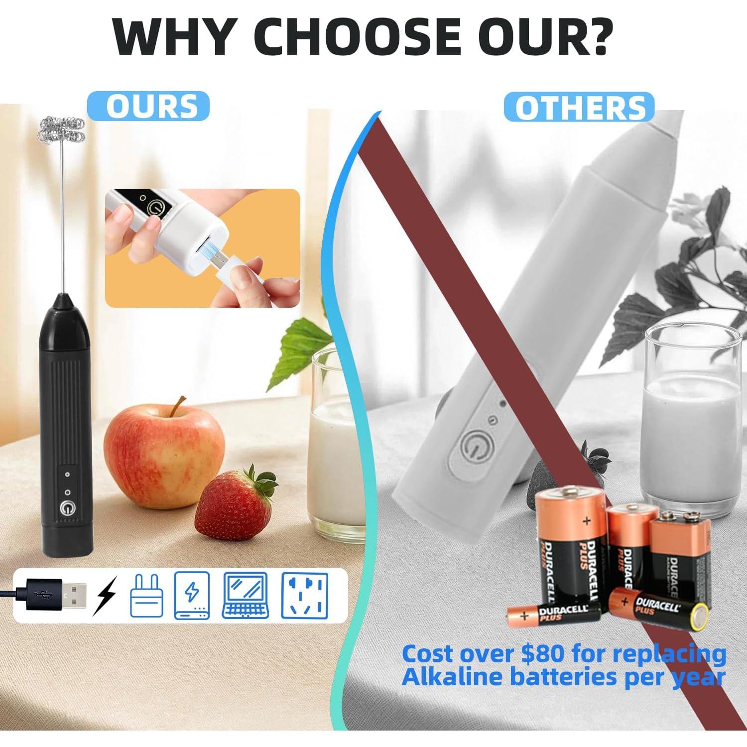 Espumador de Leche Recargable Woowruier Negro 3 Velocidades