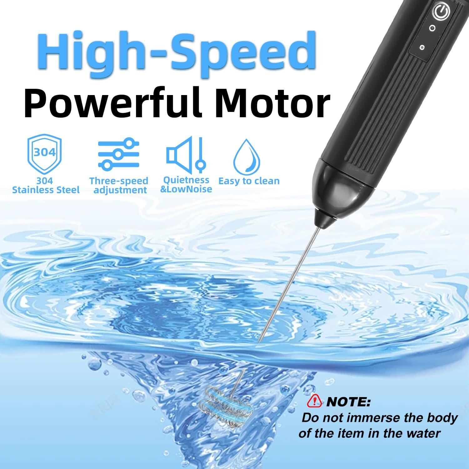 Espumador de Leche Recargable Woowruier Negro 3 Velocidades