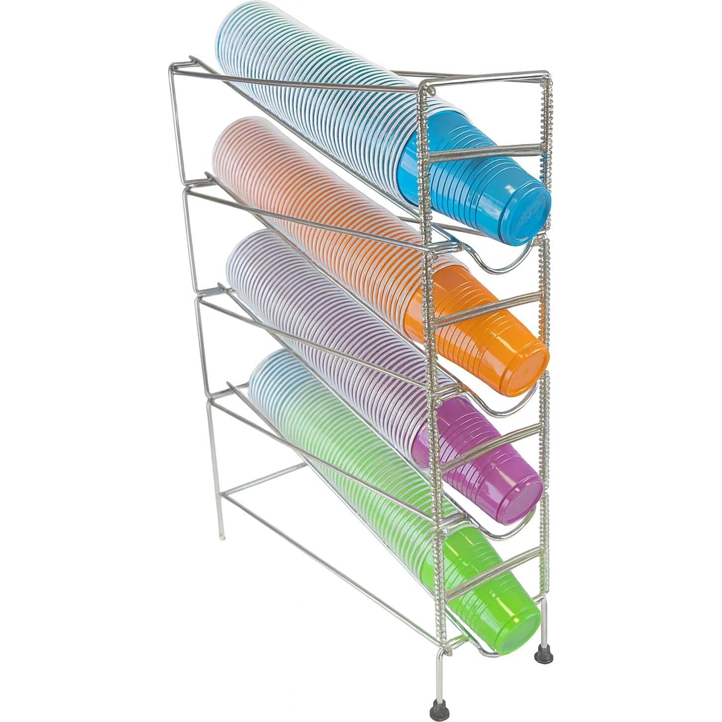 Dispensador Vertical de Tazas Acero Inoxidable 4 Compartimentos 60 cm