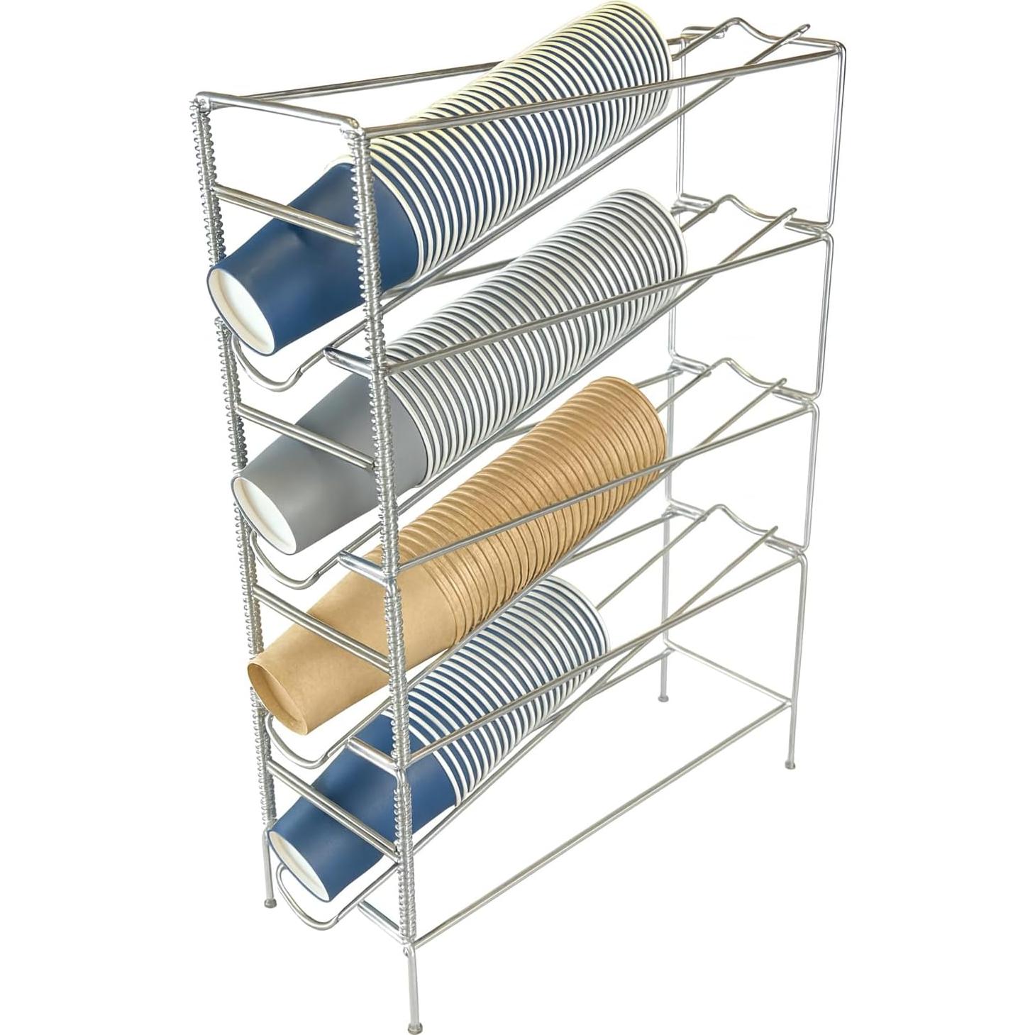 Dispensador Vertical de Tazas Acero Inoxidable 4 Compartimentos 60 cm