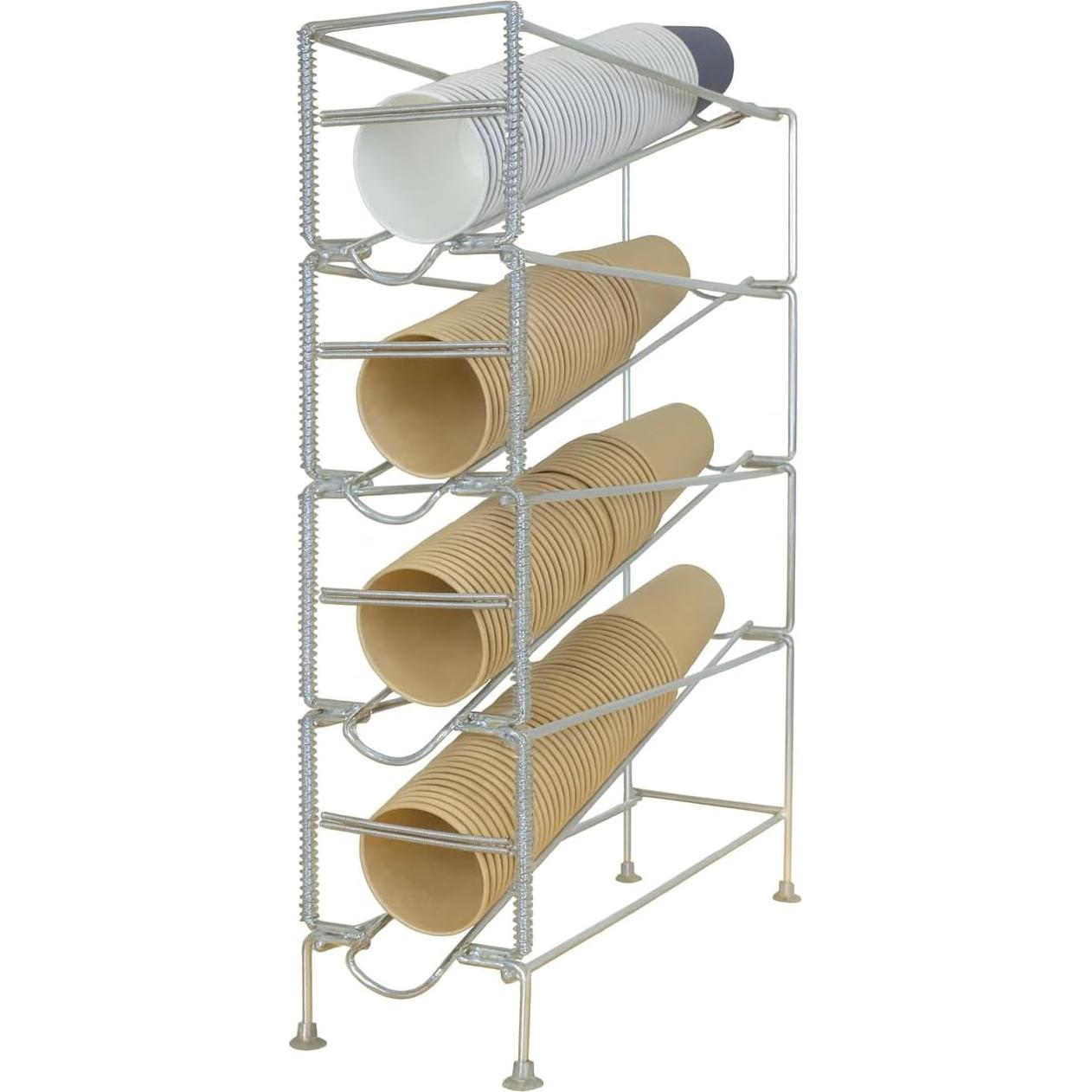 Dispensador Vertical de Tazas Acero Inoxidable 4 Compartimentos 60 cm