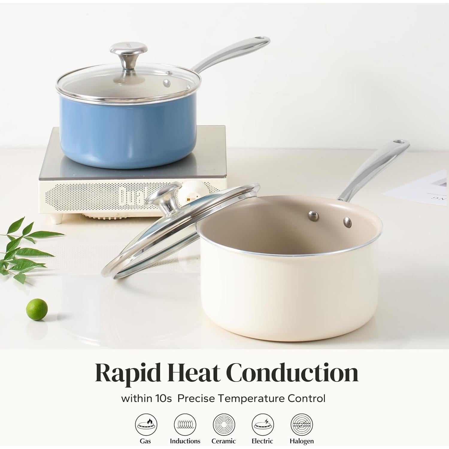 Cacerola Cerámica RedChef 2.5QT Antiadherente con Tapa