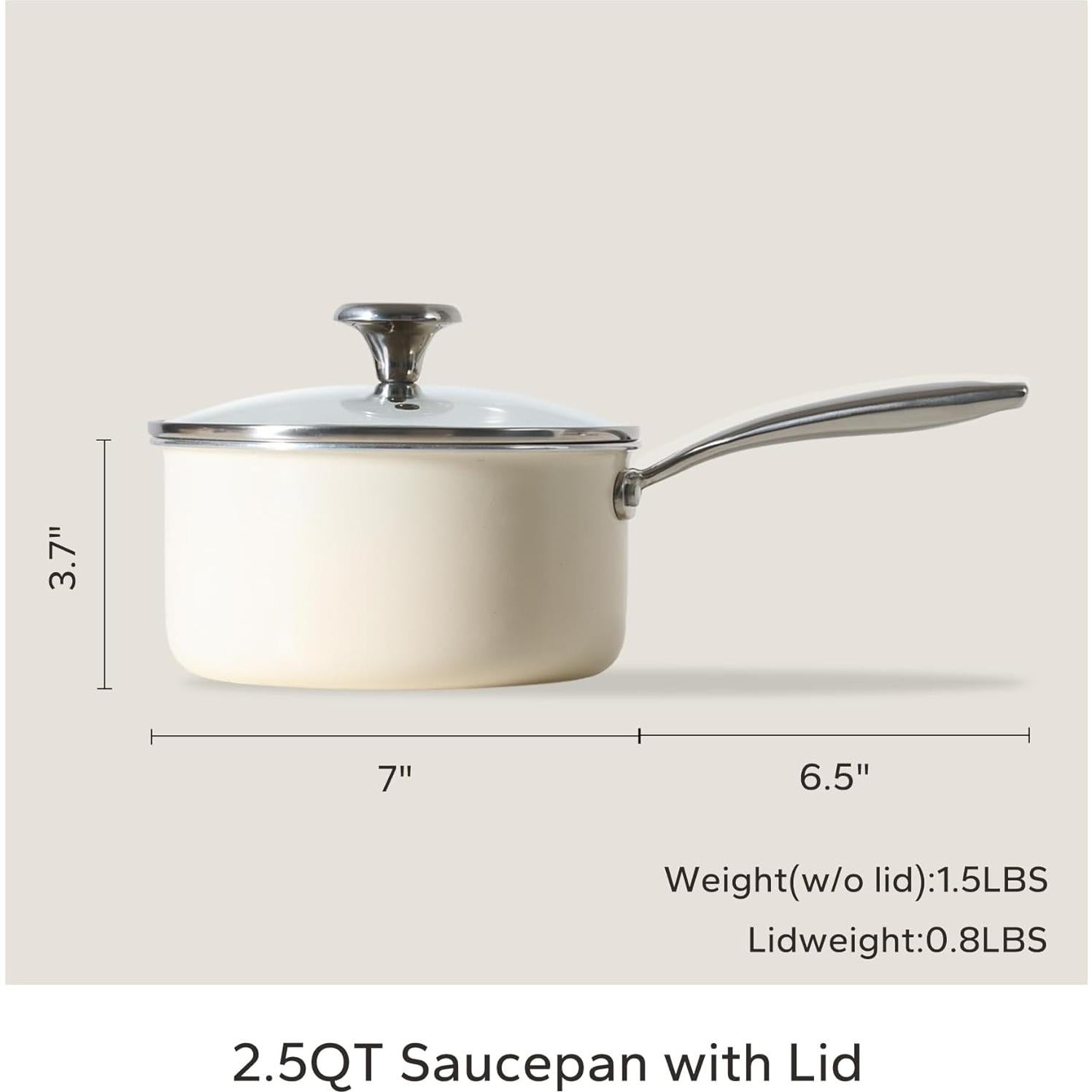 Cacerola Cerámica RedChef 2.5QT Antiadherente con Tapa