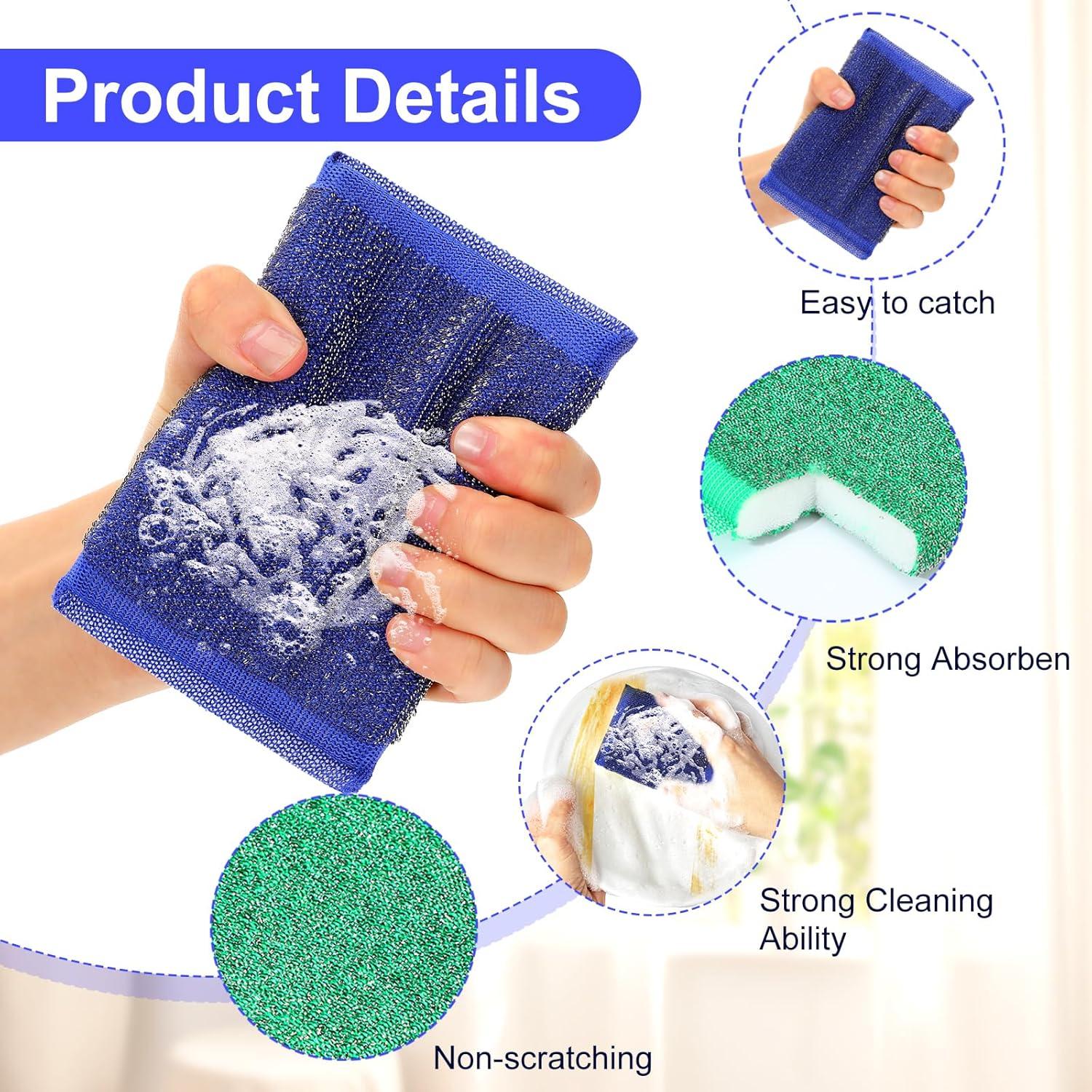 Paquete de 24 Esponjas de Acero Inoxidable Molain Sin Rayones