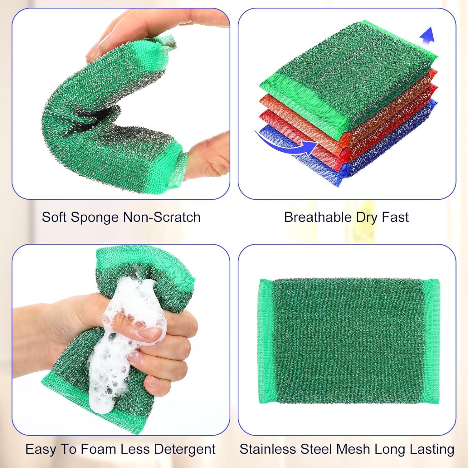 Paquete de 24 Esponjas de Acero Inoxidable Molain Sin Rayones