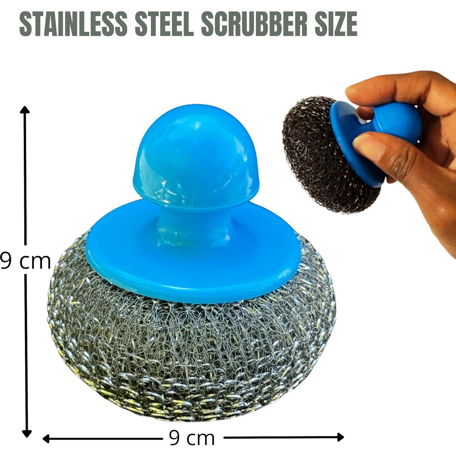 Estropajos de Acero Inoxidable CCLEANAMA con Mango Ergonómico - 4 Pcs