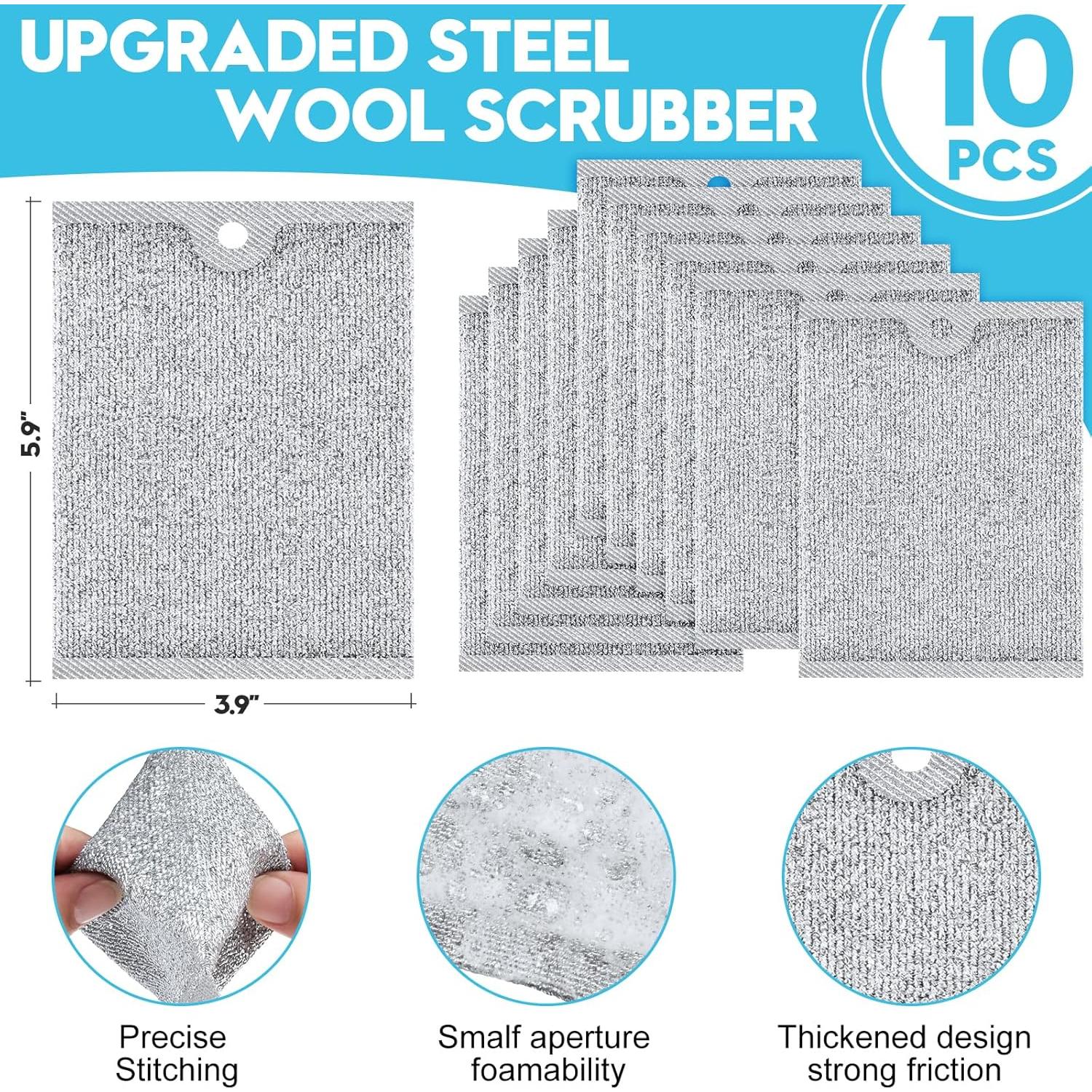 Estropajo de lana de acero VMKBL 10 piezas 15x10 cm multifuncional