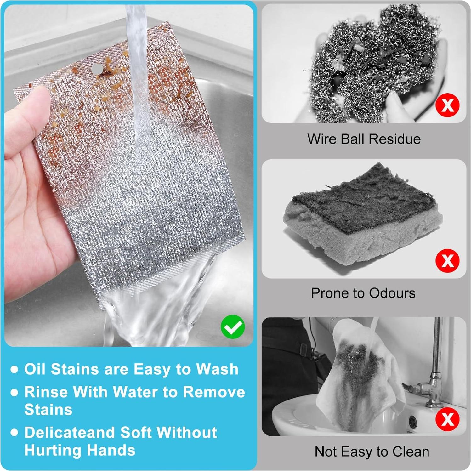 Estropajo de lana de acero VMKBL 10 piezas 15x10 cm multifuncional