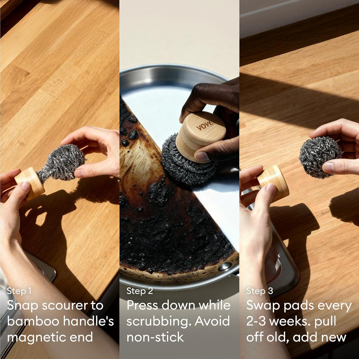 Estropajos de Acero Inoxidable Vove, Paquete de 6 Unidades