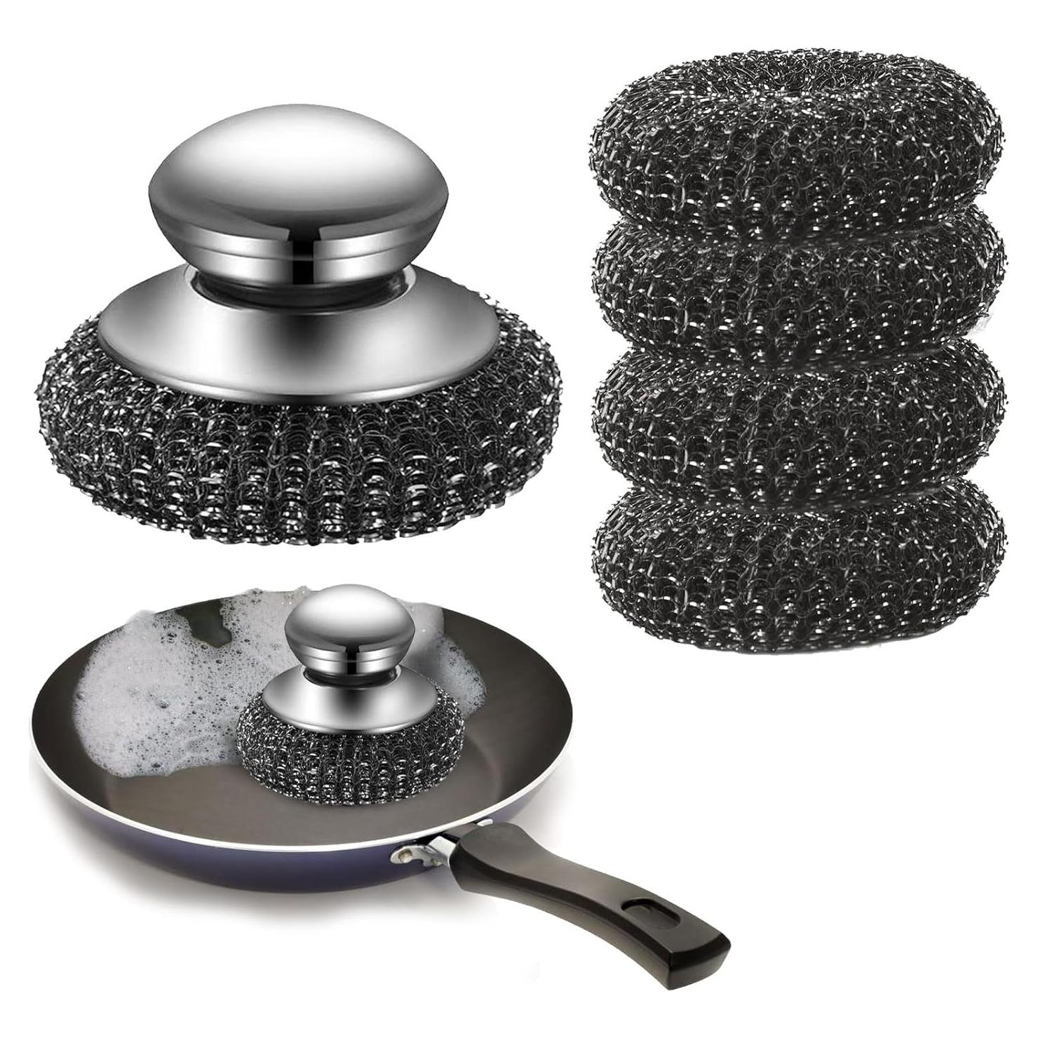 Estropajo de Acero Inoxidable con Mango Gyinere - 5 Piezas